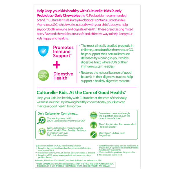 Viên Nhai Hỗ Trợ Tiêu Hóa & Tăng Cường Miễn Dịch Cho Trẻ Culturelle Kids Purely Probiotic – Hộp 60 Viên_thumbnail_3