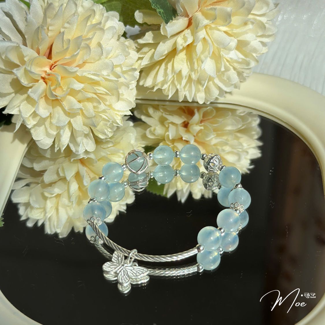 LT627 - Lắc tay aquamarine mix bạc hồ điệp_thumbnail_1