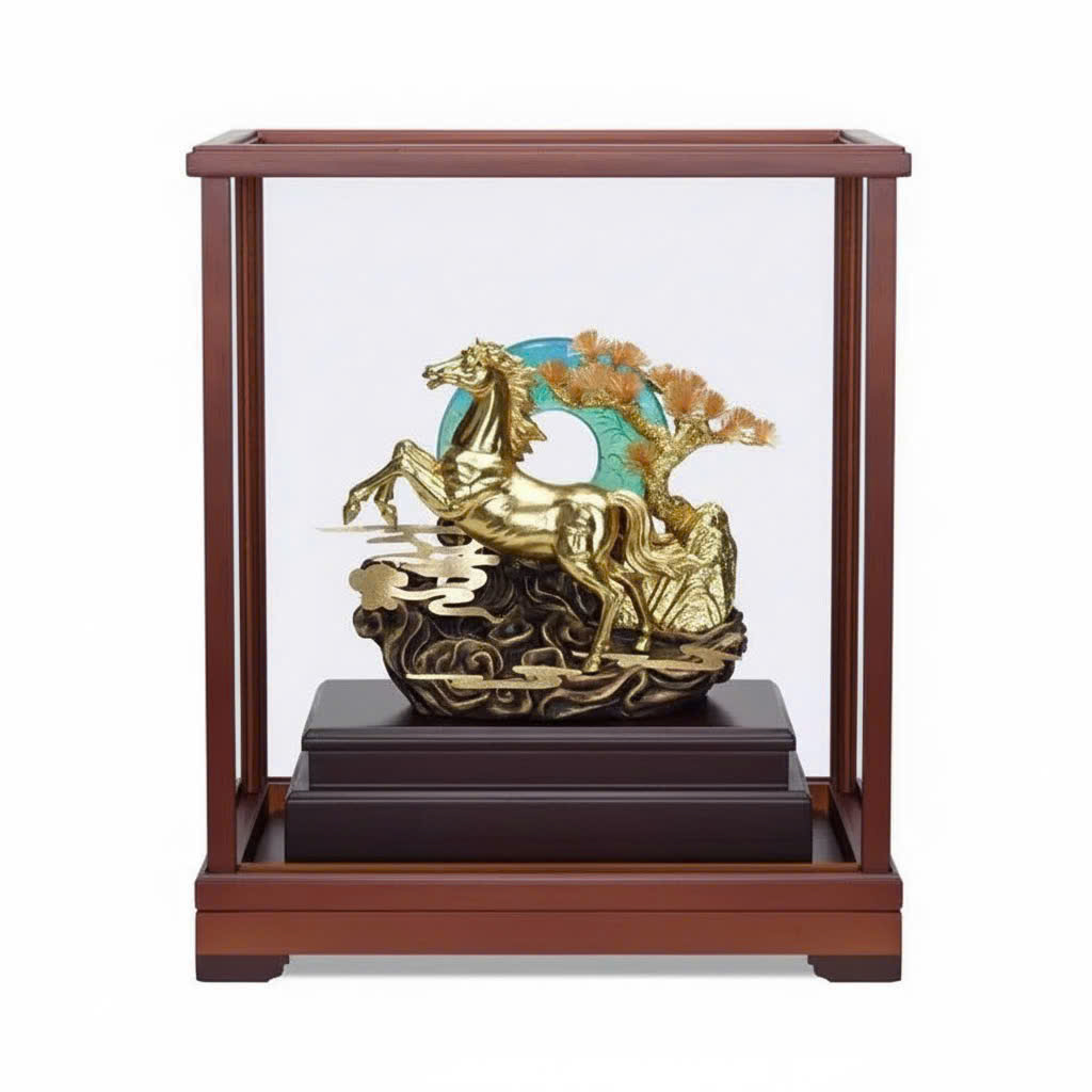 Tượng Ngựa Mã Đáo Thành Công Dát Vàng 24K Kích thước: 27x16x36 dài x rộng x cao_thumbnail_3