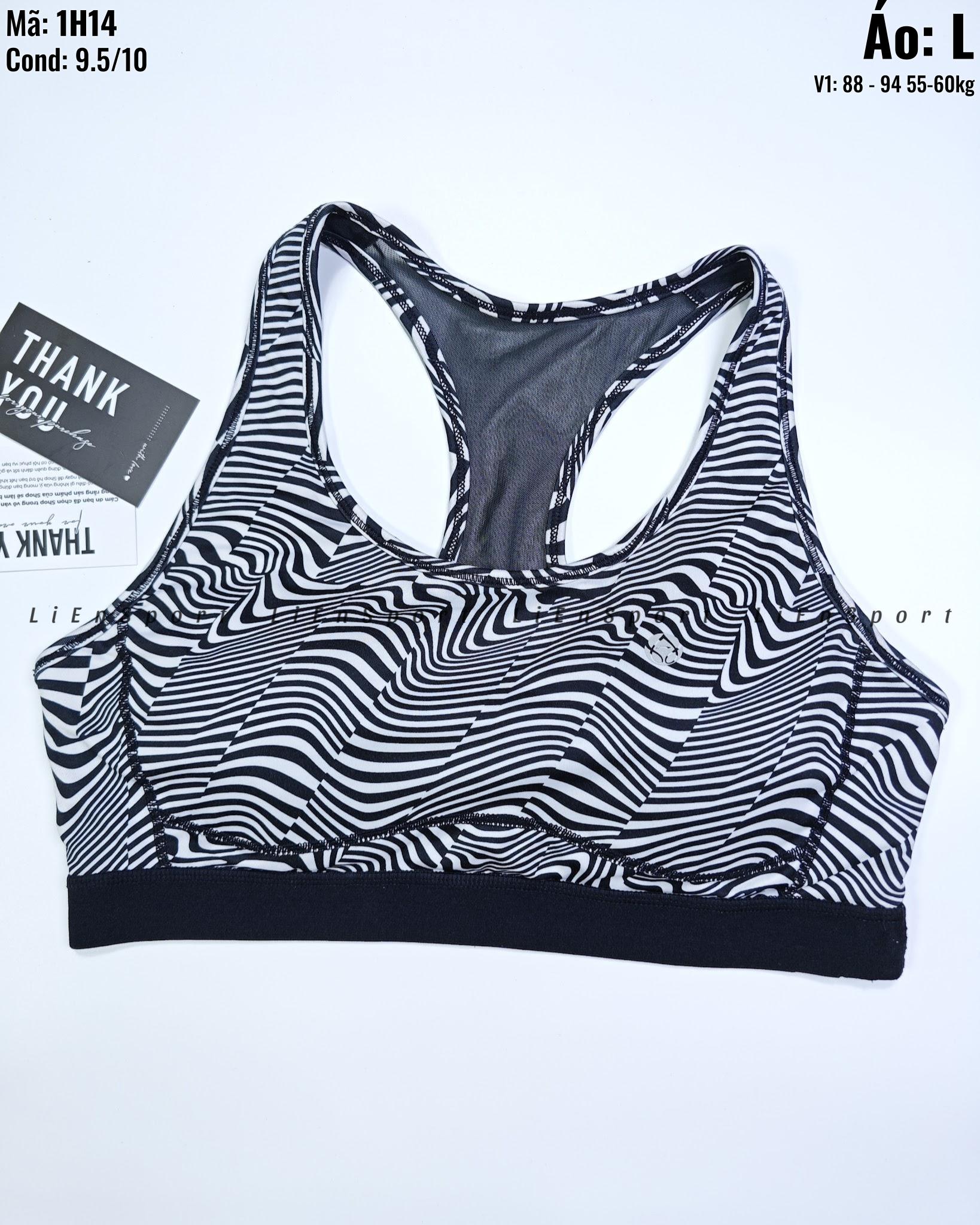 Áo bra thể thao lưng chữ X sọc đen trắng Nữ Size L Auth 2nd Vải co giãn 4 chiều Thấm hút mồ hôi Form ôm body Hỗ trợ nâng đỡ Phù hợp yoga gym chạy bộ Mã:1H14
