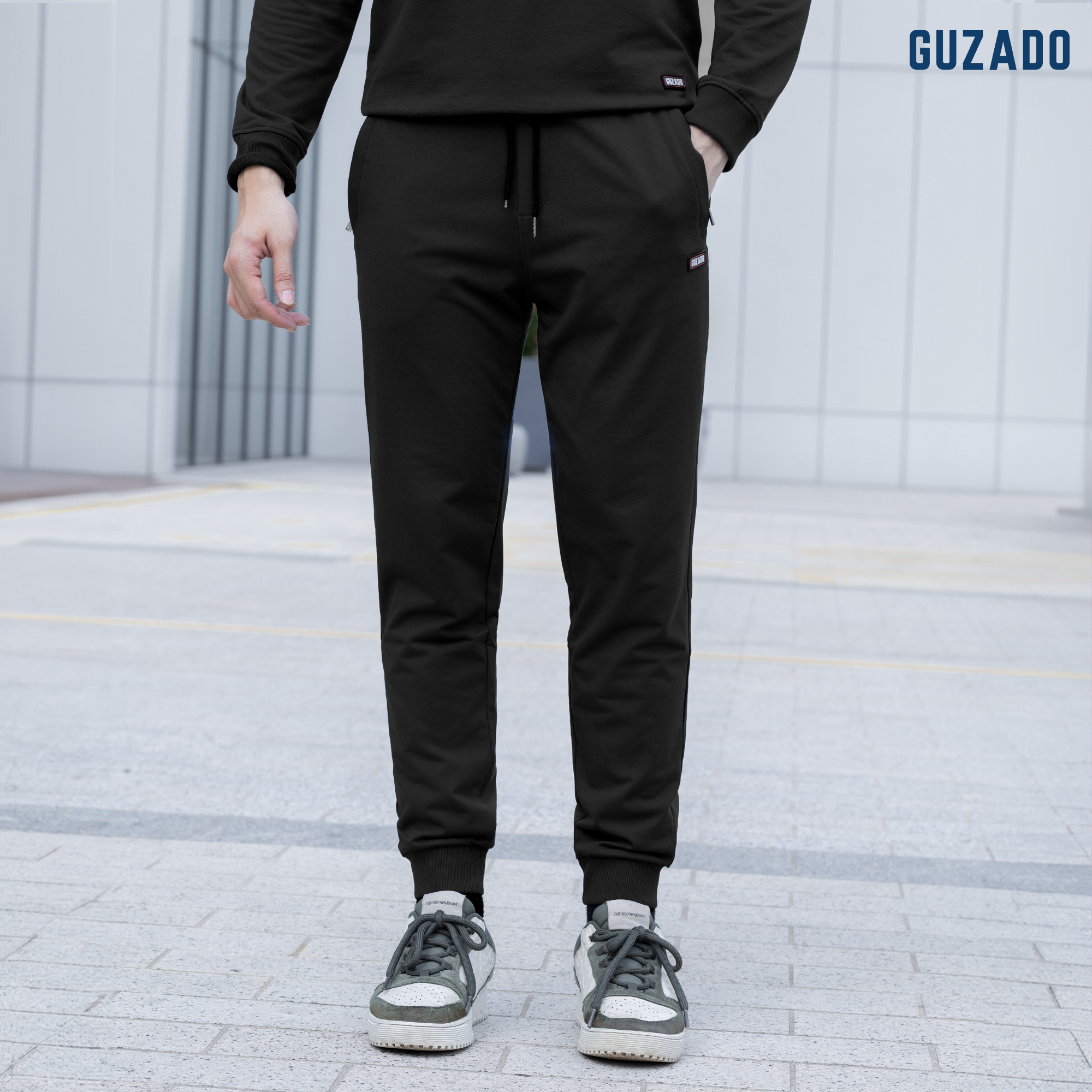 Quần Nỉ Nam GUZADO Ống Rộng Bo Gấu Thể Thao GQN01