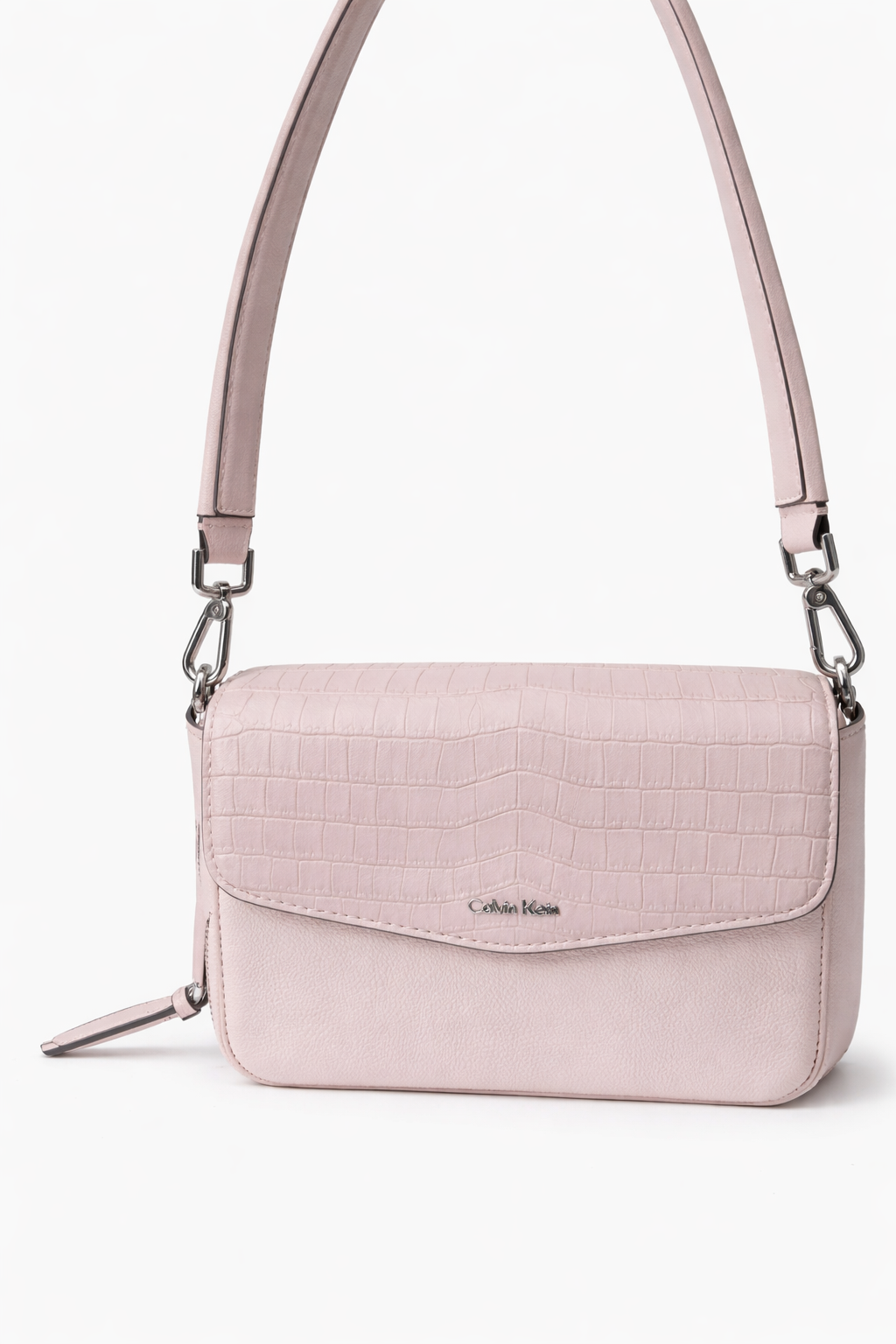 Túi Đeo Vai Nữ Calvin Klein Hồng Nude – Da Dập Vân Cá Sấu Sang Trọng