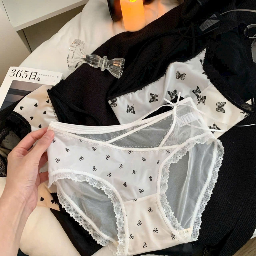 [Mã A22] Set 5 Quần Lót Nữ Lụa Ren Mềm Mịn Họa Tiết Cá Tính Vikam