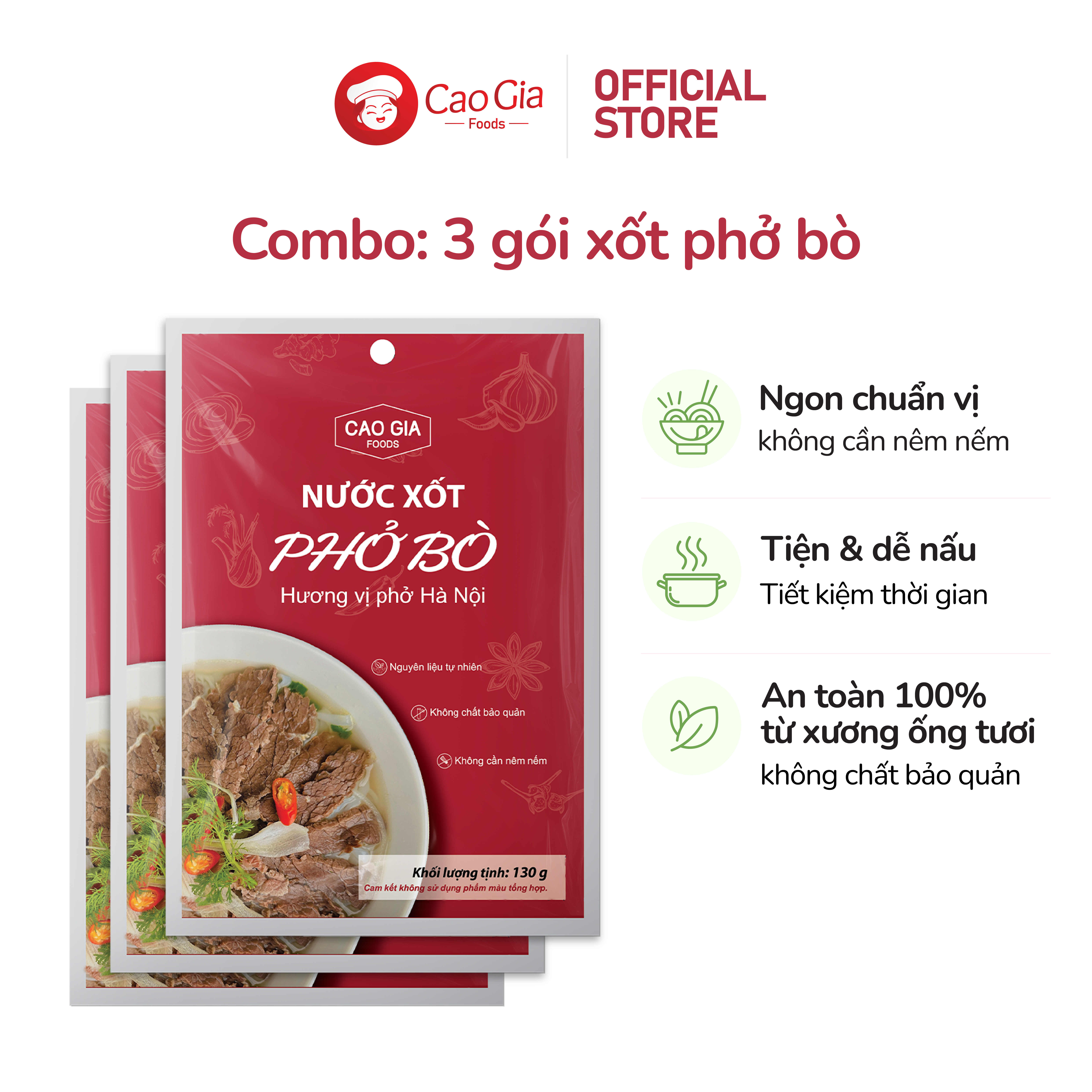 Combo 3 Gói Xốt Phở Bò Hương Vị Truyền Thống