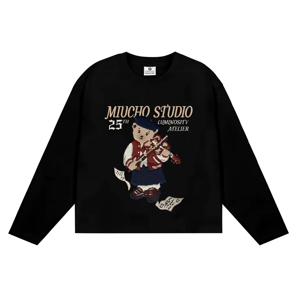 Áo thun boxy tay dài unisex Miucho Studio cotton cao cấp thoáng mát gấu teddy in mix 2707_thumbnail_7