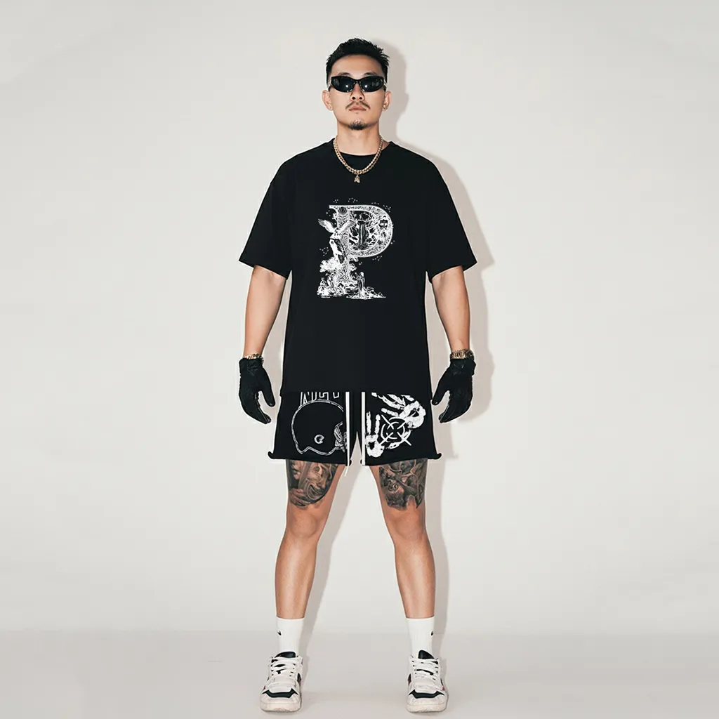 Áo thun nam form oversize Miucho Iconic vải cotton dày dặn thoáng mát chữ cái P nhiều màu 2761_thumbnail_5