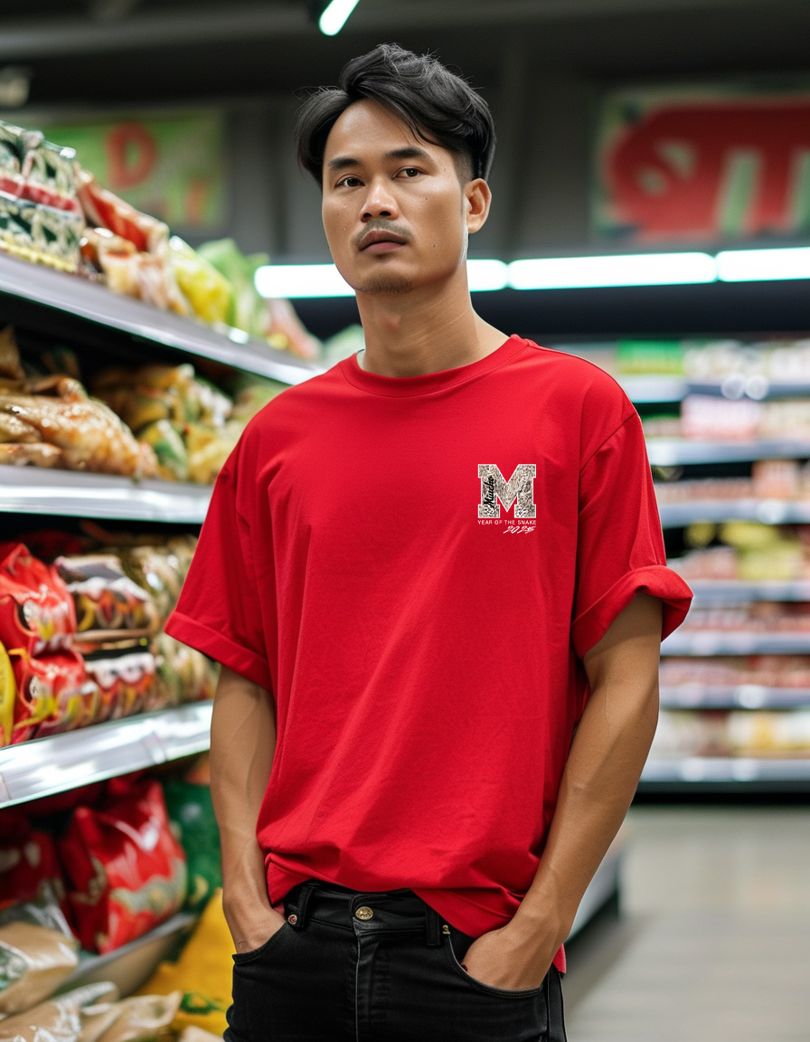 Áo phông tết form rộng cổ tròn vải cotton 4c co giãn thoáng mát 1825 Miucho Iconic in typography_thumbnail_3