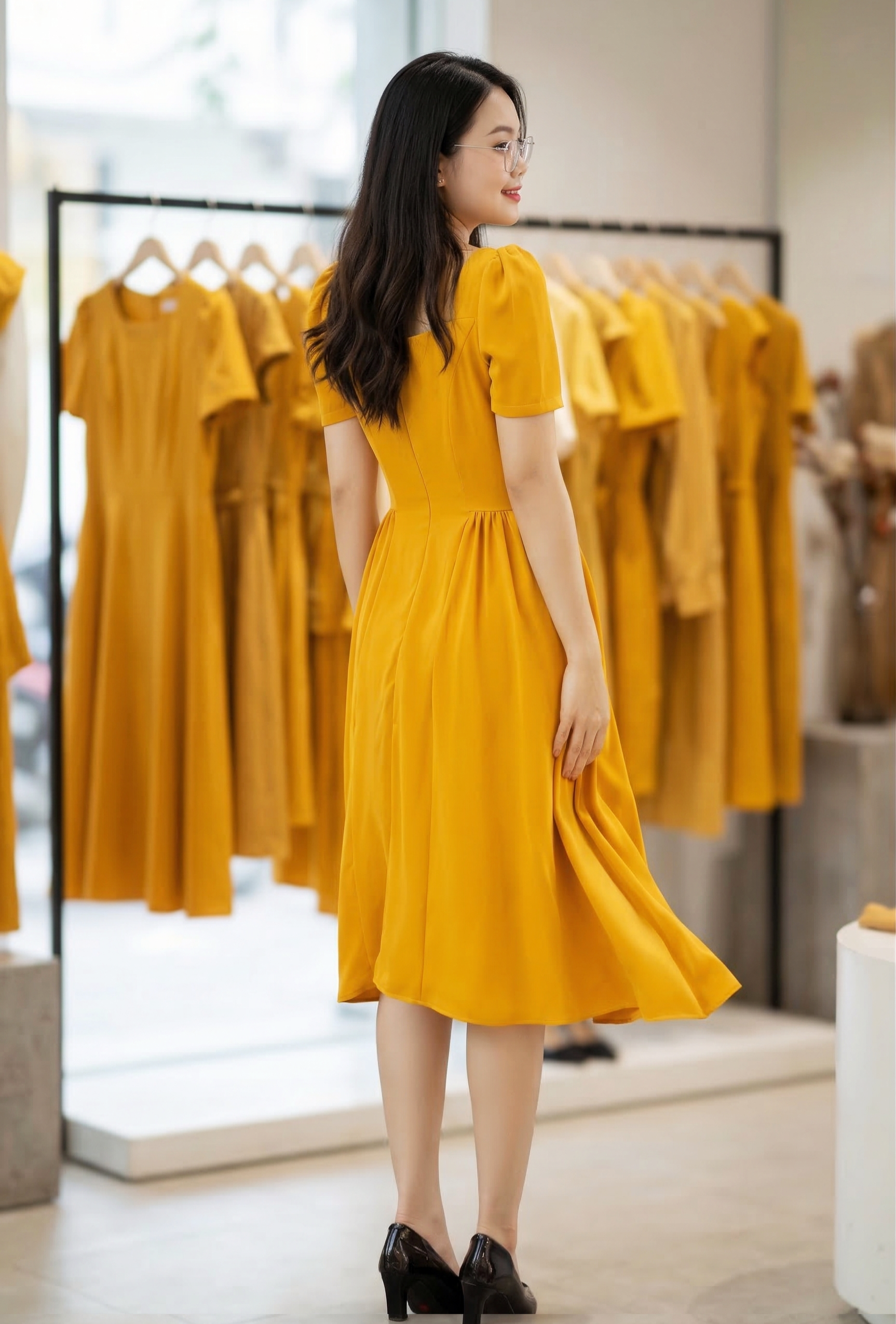 Đầm xòe tiểu thư tay con cut out đính nút_thumbnail_8