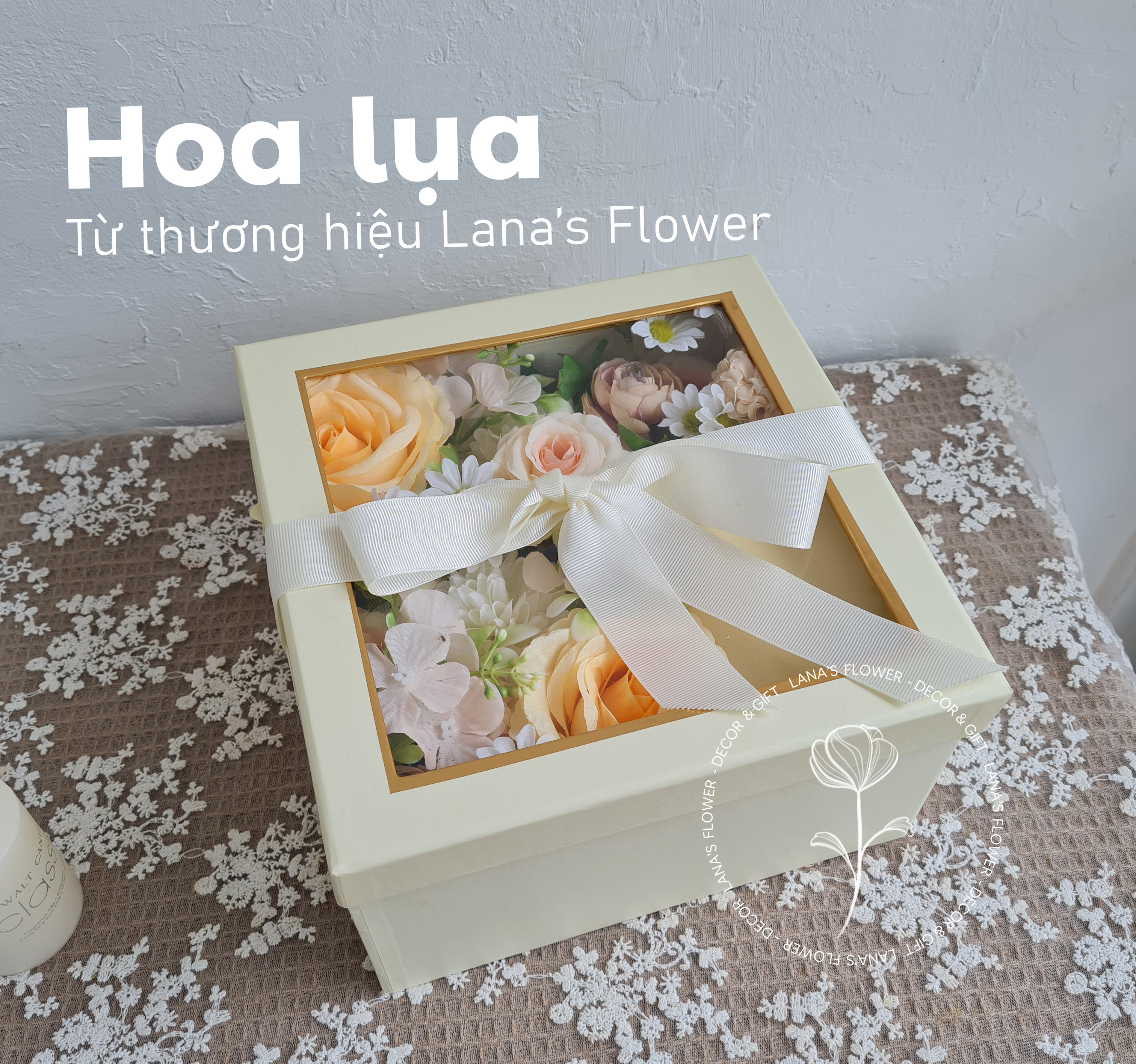 Hộp hoa lụa tone Vàng (có chỗ để kèm quà tặng)_thumbnail_2