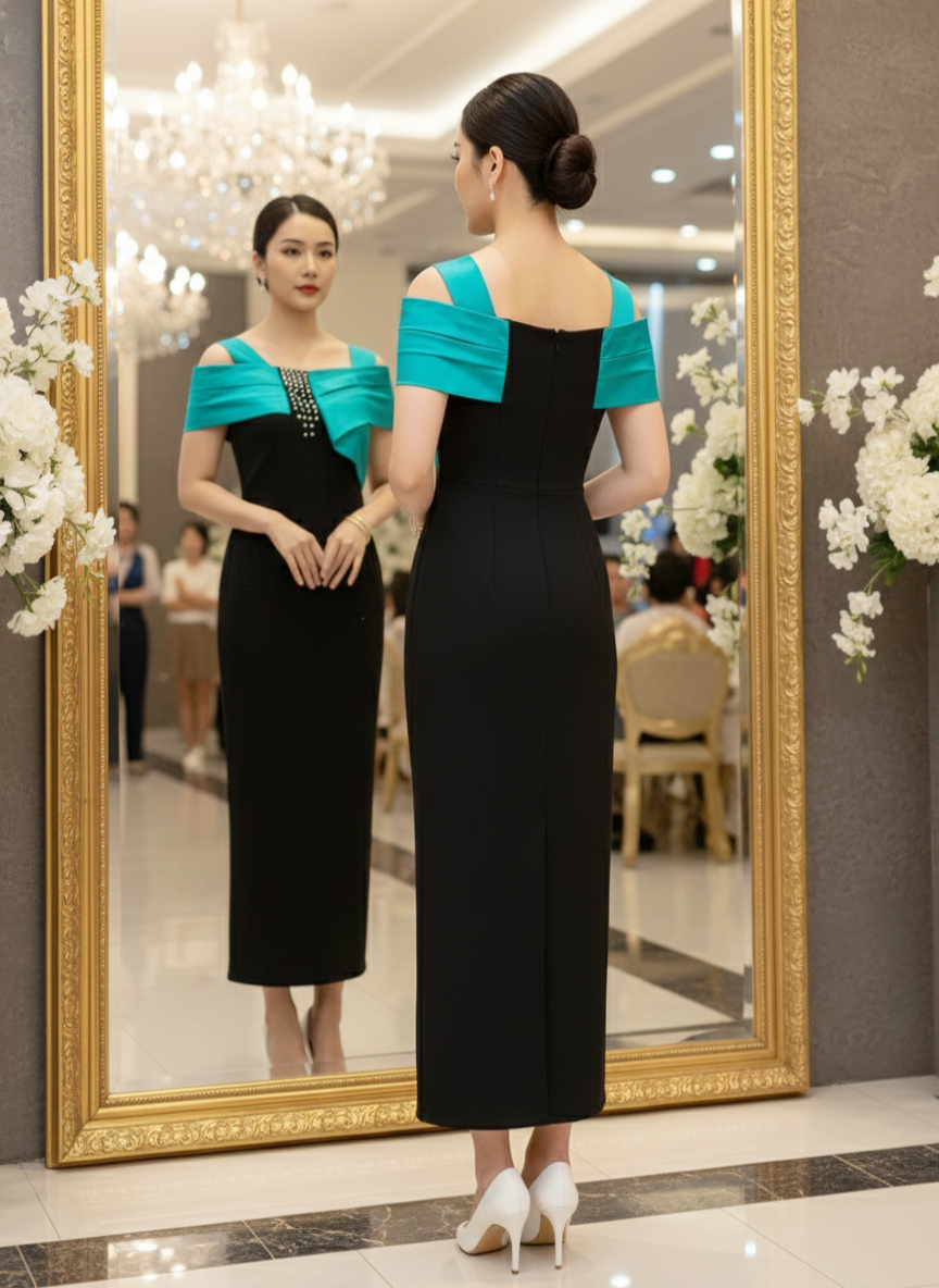 Đầm thiết kế dự tiệc phối cổ sang trọng_thumbnail_7