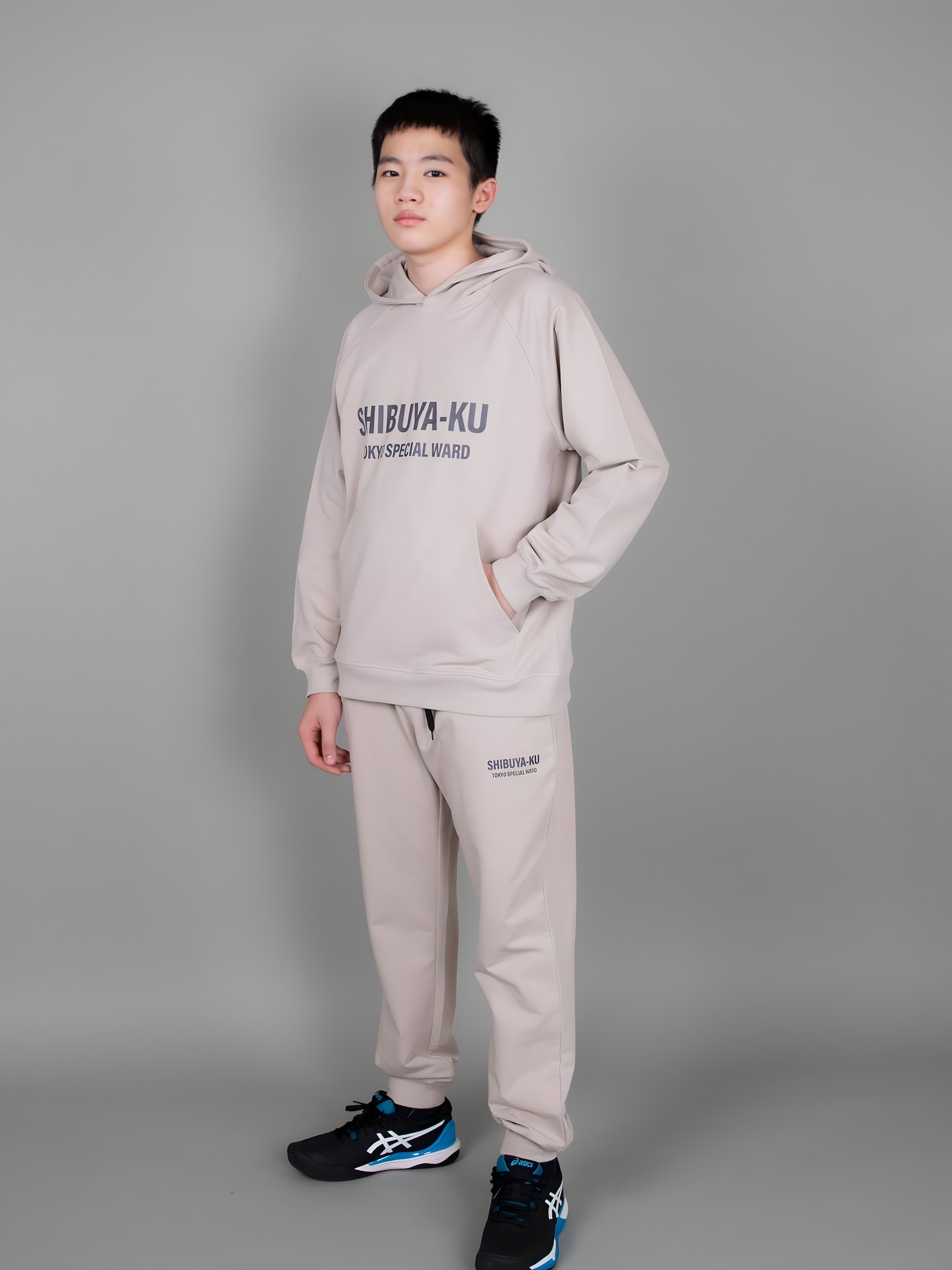 Quần nỉ màu be hàn quốc túi chéo in hình_thumbnail_4