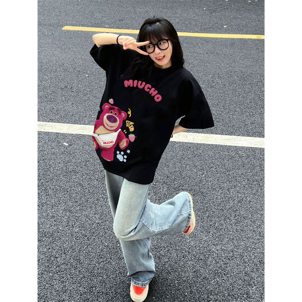 Áo thun nữ form rộng AT399 Miucho chất vải cotton in brand name_thumbnail_2