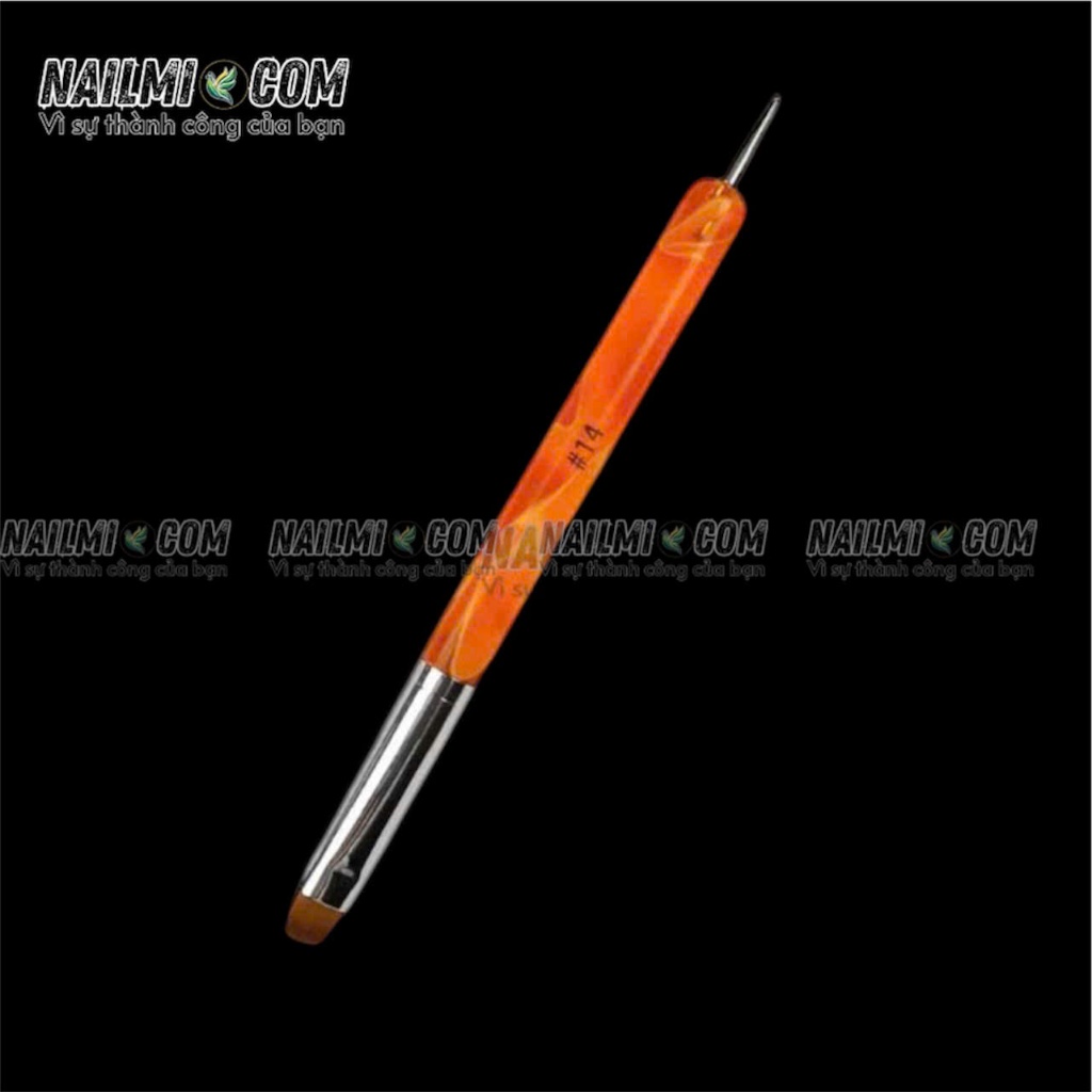 Cọ 2 đầu chùi phen - chấm bi cán màu cam