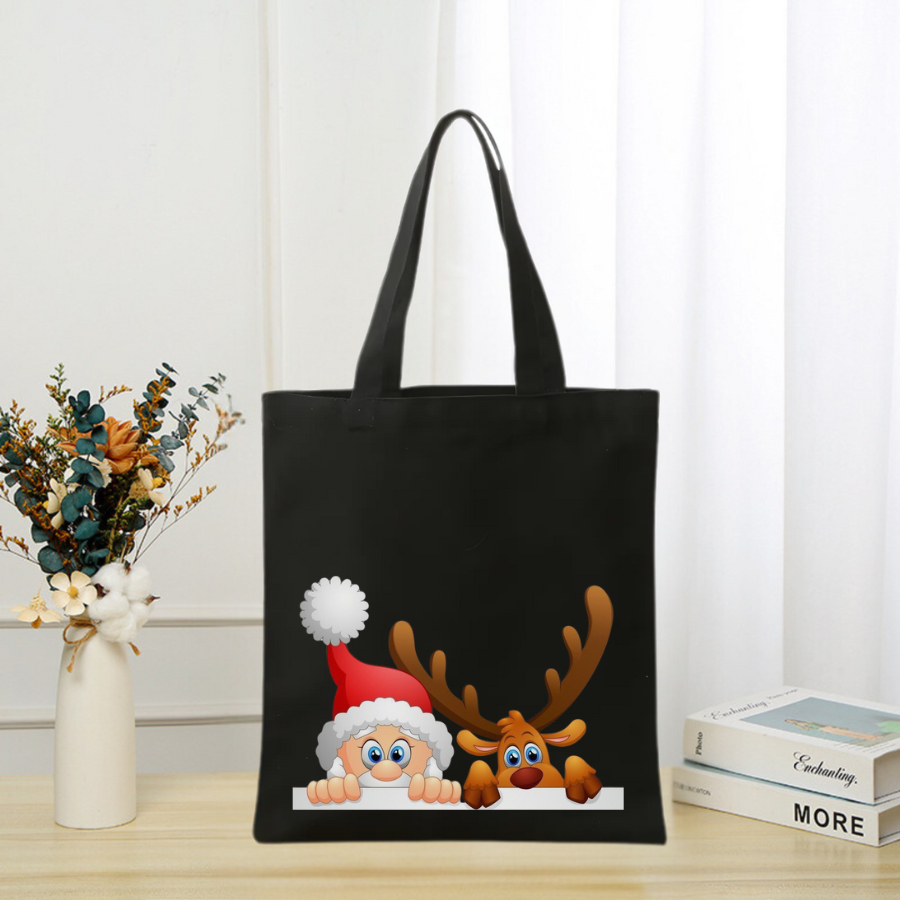 Túi vải canvas hình ông già Noel và người tuyết, có khoá kéo và ngăn phụ - 𝐖𝐞 𝐓𝐞𝐞 TOTE06_thumbnail_14