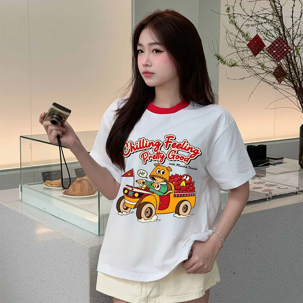 Áo thun boxy nam nữ phối cổ đỏ Miucho 3154_thumbnail_5