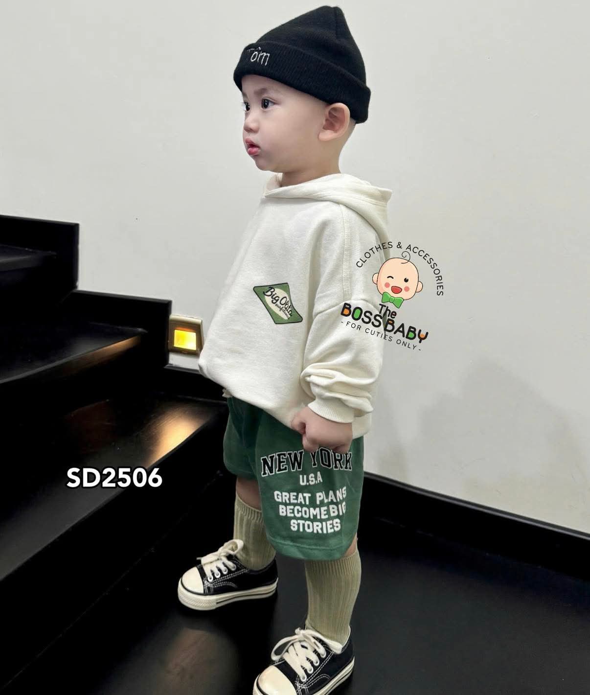 Set bộ nỉ mũ cotton xanh trắng Big Olita_thumbnail_2