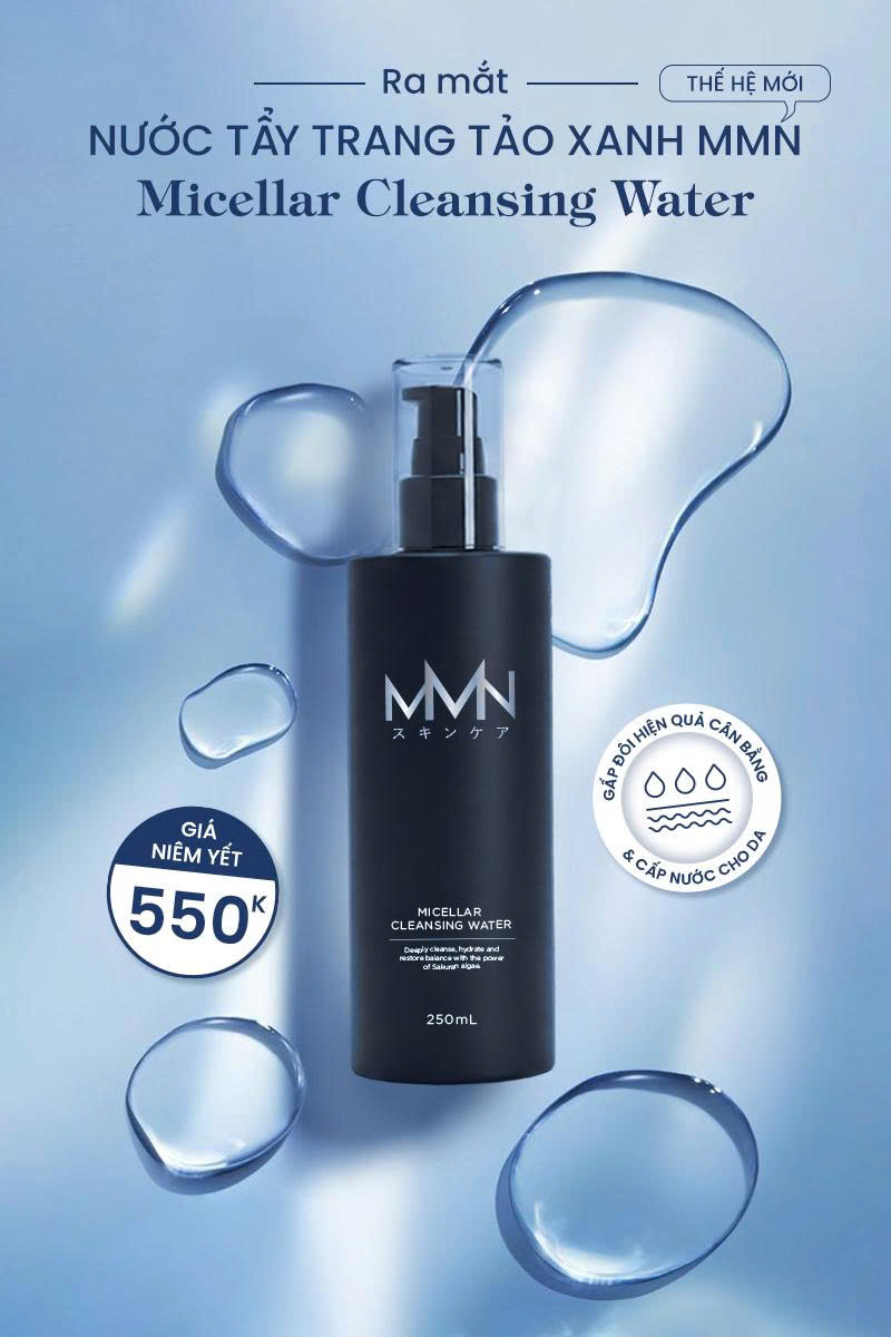 Nước tẩy trang tảo xanh Micellar Cleasing Water MMN