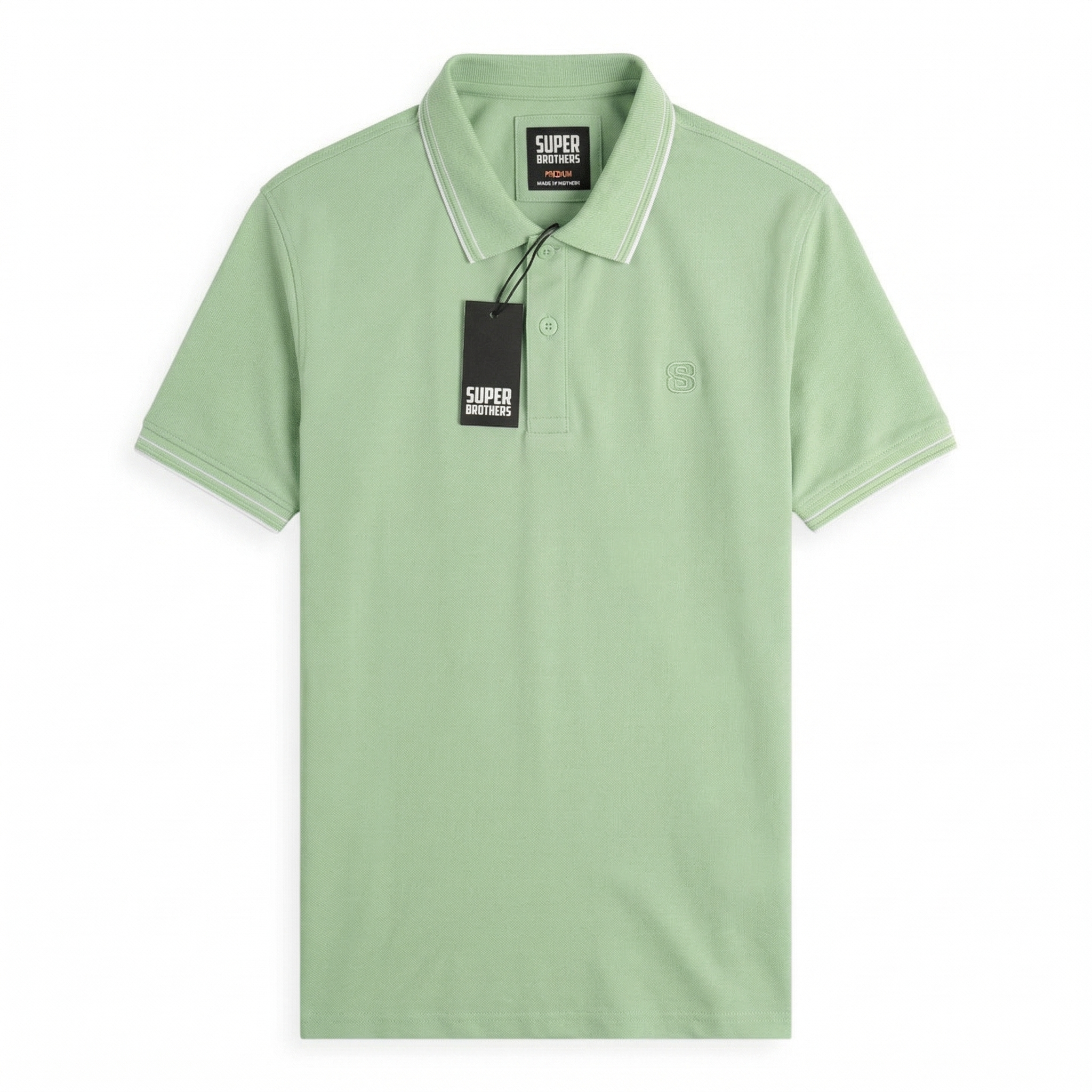 Áo Polo Super Brother Cotton Cá Sấu Logo Thêu Màu Xanh Lá