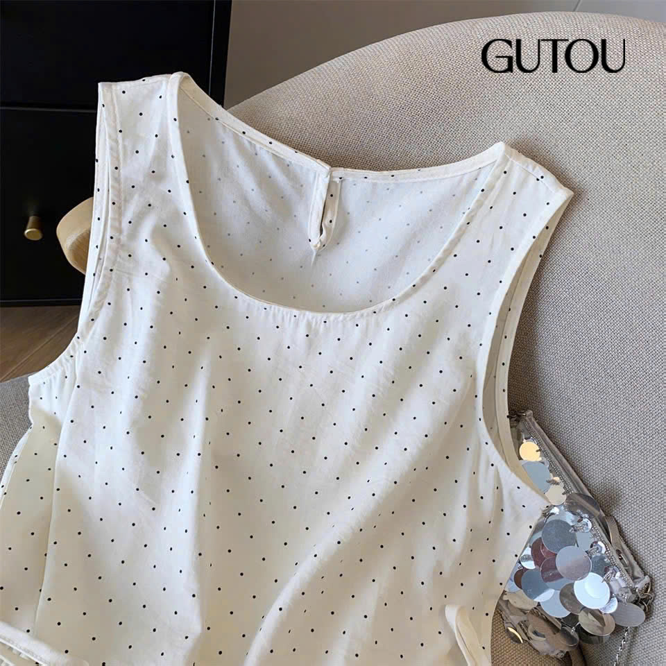 [ GUTOU ] Áo Chấm Bi Phối Bèo+Scrunchie_thumbnail_8