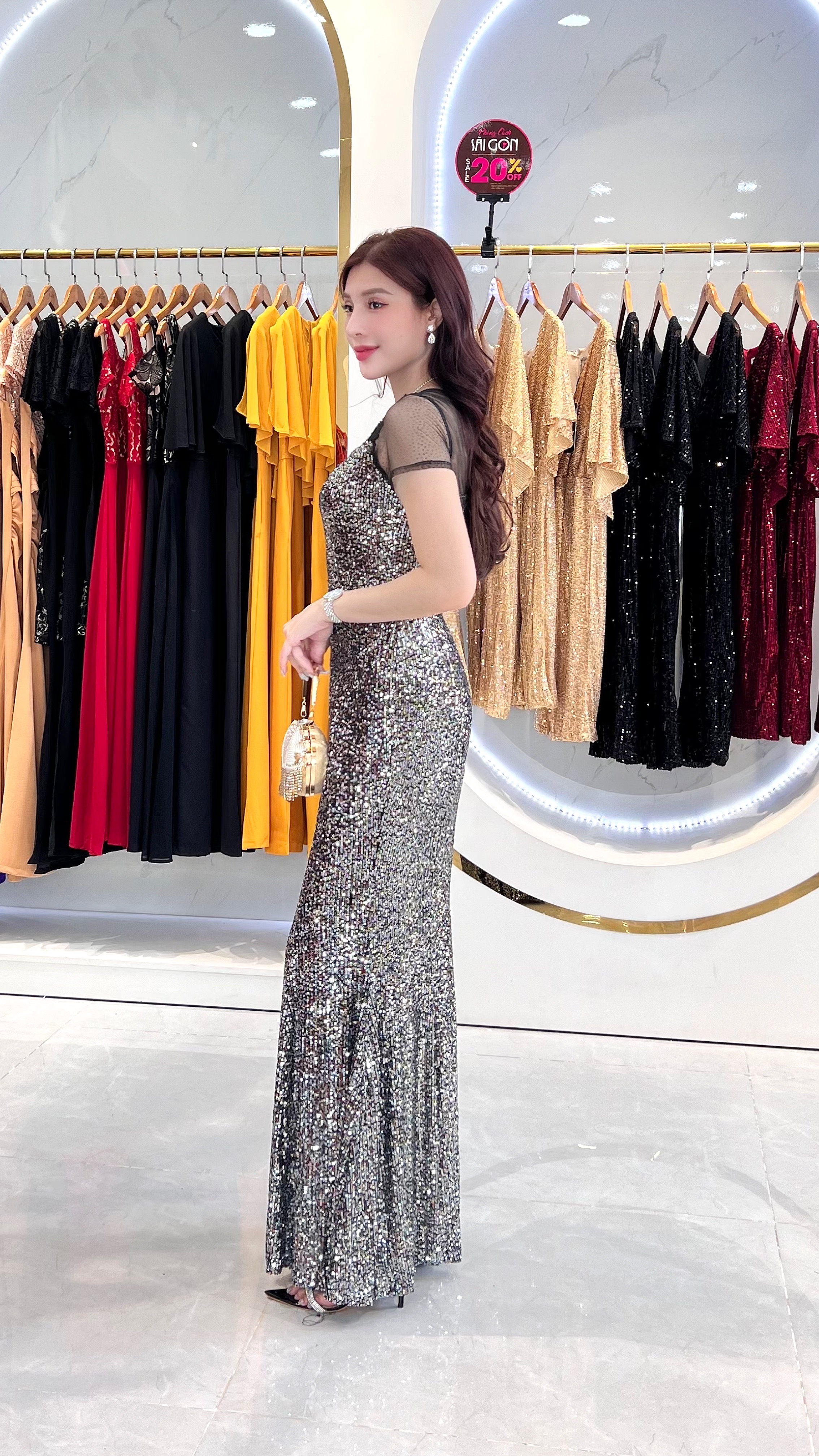 Đầm dự tiệc đuôi cá kim sa phối lưới đính đá cao cấp_thumbnail_13