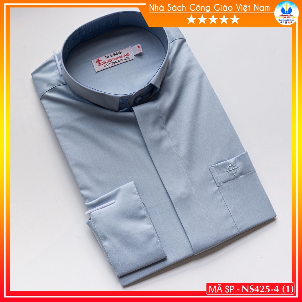 Áo Sơ Mi cổ côn linh mục dài tay NS425-4 Quà tặng  Lễ quan thầy, truyền chức, sinh nhật cha xứ