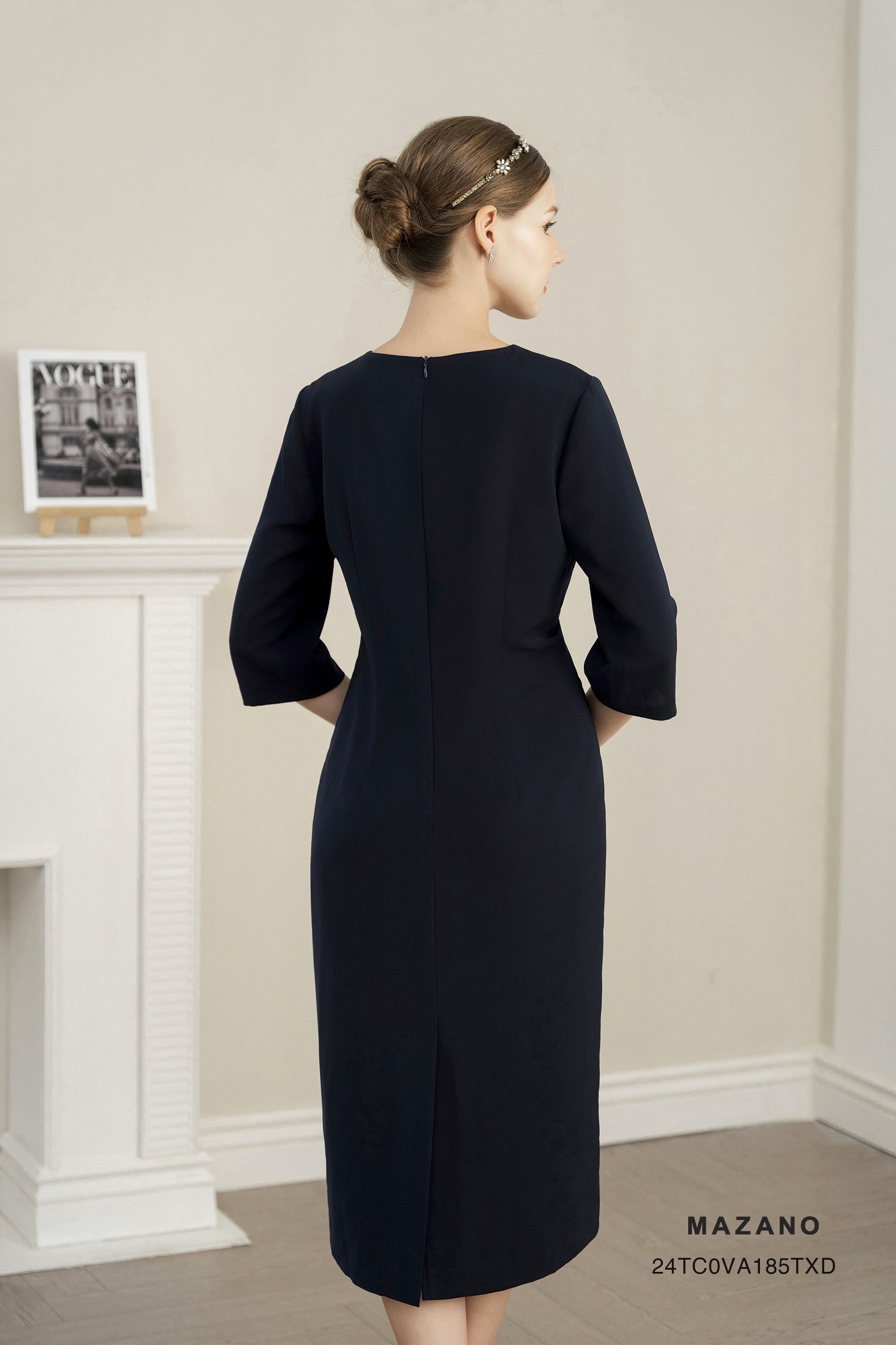 Váy Đầm suông Vải Thô mỏng Thêu họa tiết bố cục Cổ Tròn vừa Dài tới ngang bắp chân