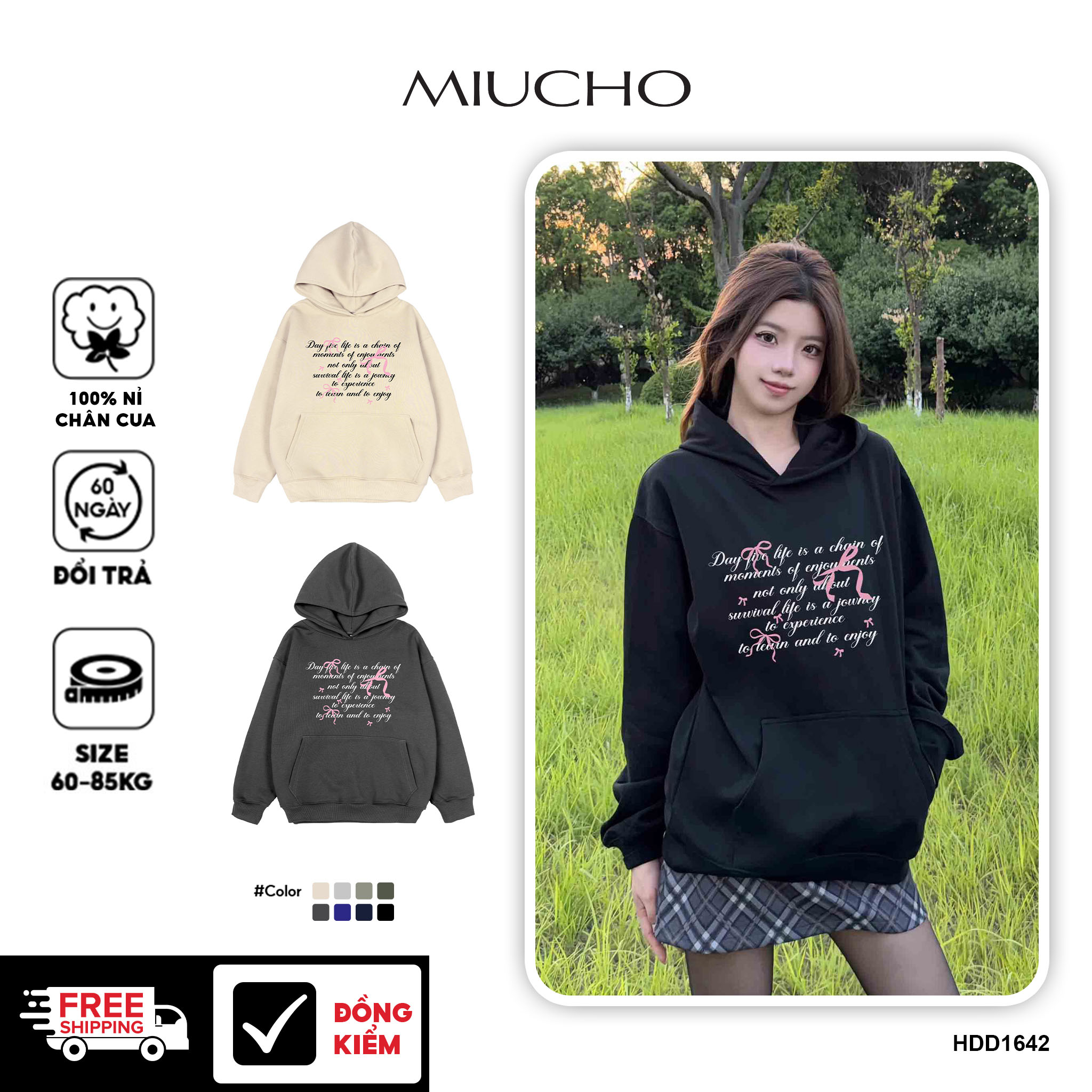 Áo hoodie nữ form rộng dày dặn vải nỉ chân cua HDD1642 Miucho in basic_thumbnail_1