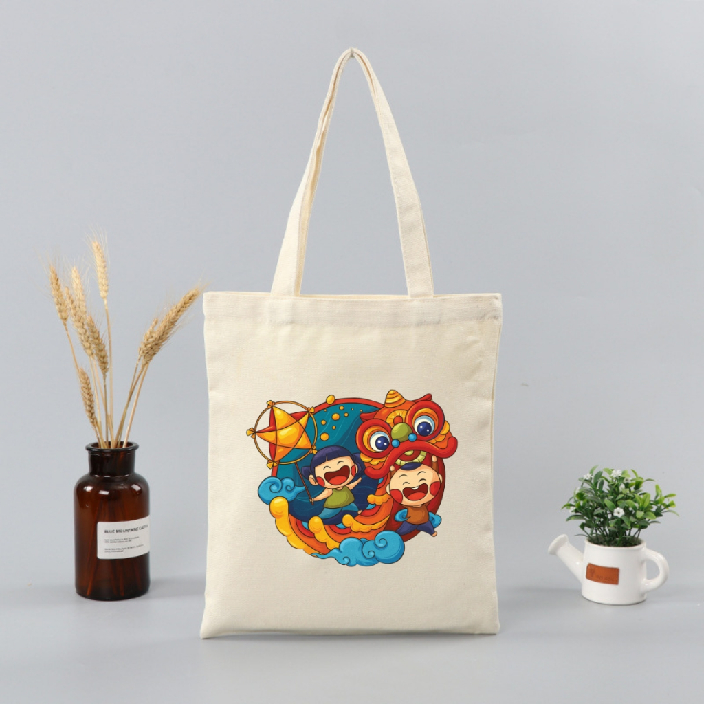 Túi tote in hình Tết Trung thu - Túi vải canvas kích thước 33x37cm đựng vừa A4  và laptop - TOTE27_thumbnail_12