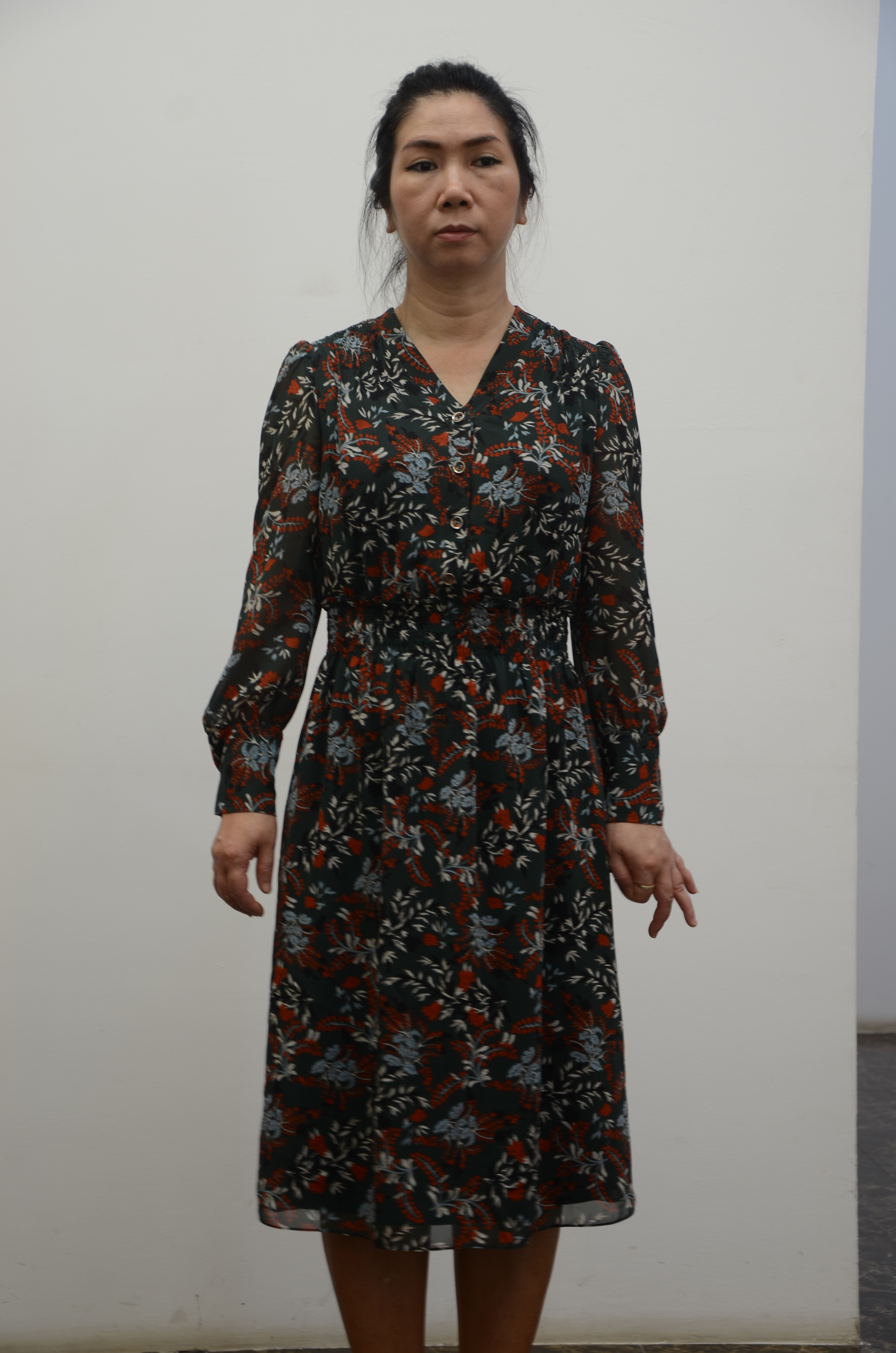 Đầm họa tiết nhún chun eo họa tiết