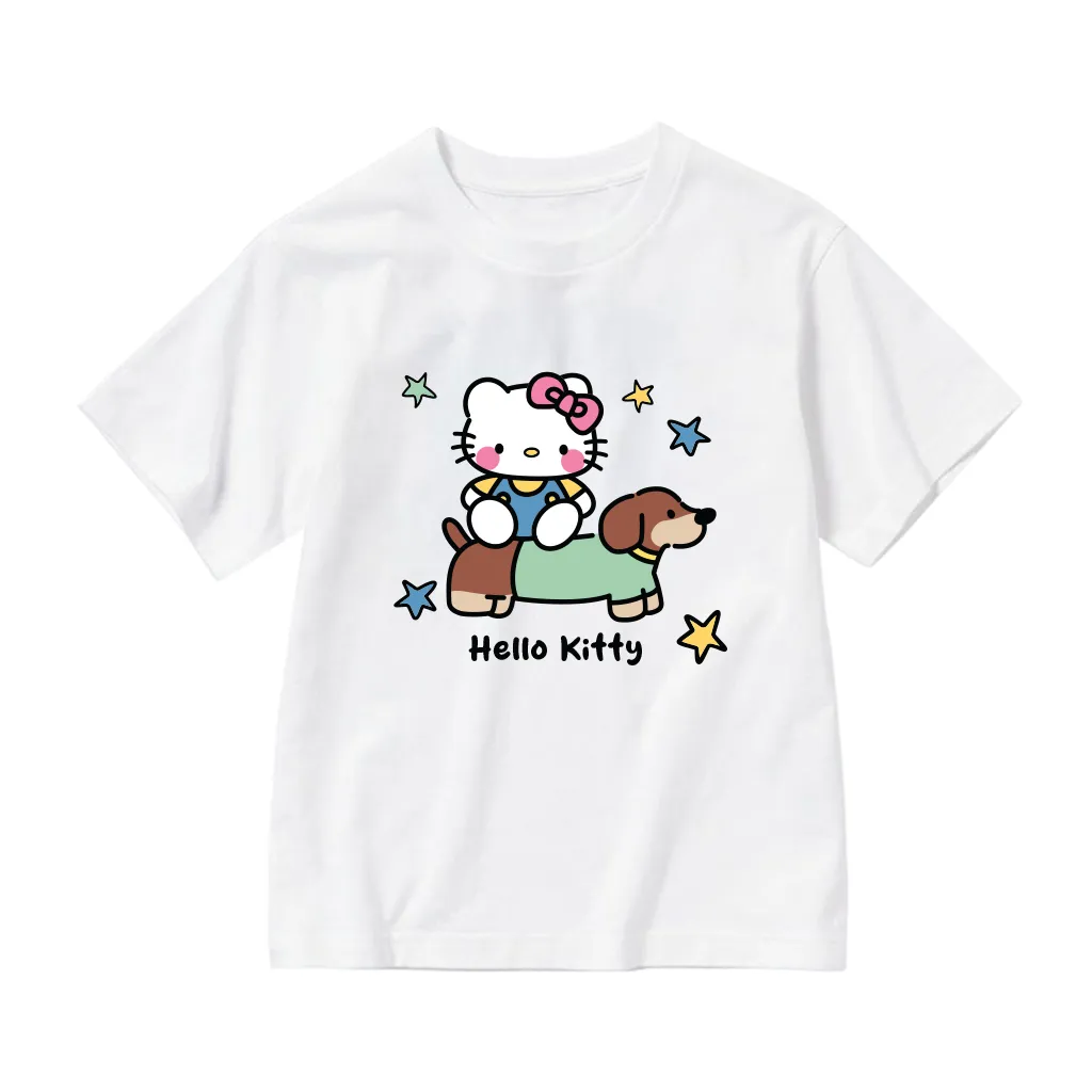 Áo thun kid Kado vải cotton cao cấp thoáng mát tay ngắn cổ tròn Kitty và cún in artwork 2882_thumbnail_0