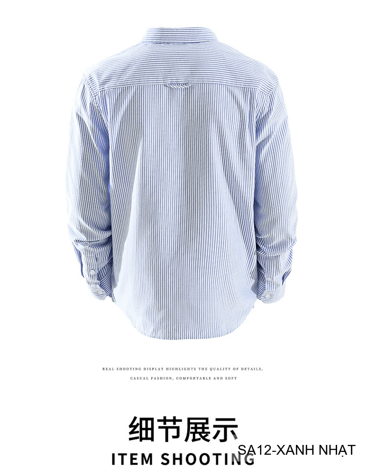SA12 - Áo sơ mi nam dài tay sọc ngang phong cách Nhật Bản, chất cotton mềm mại, dáng rộng thoải mái_thumbnail_12