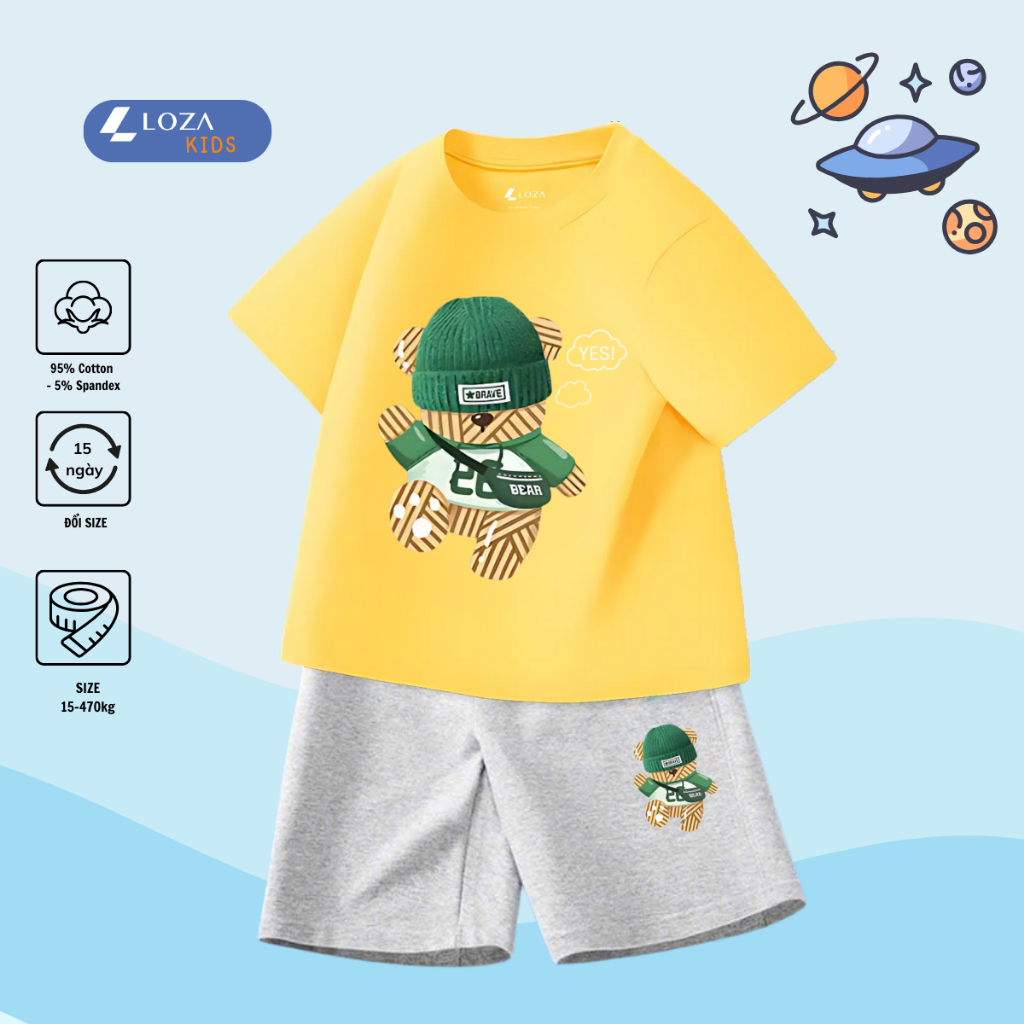 Bộ đồ bé trai in hình 