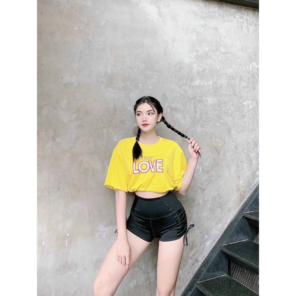 Áo Tank Thể Thao Love Dáng Croptop Dây Rút