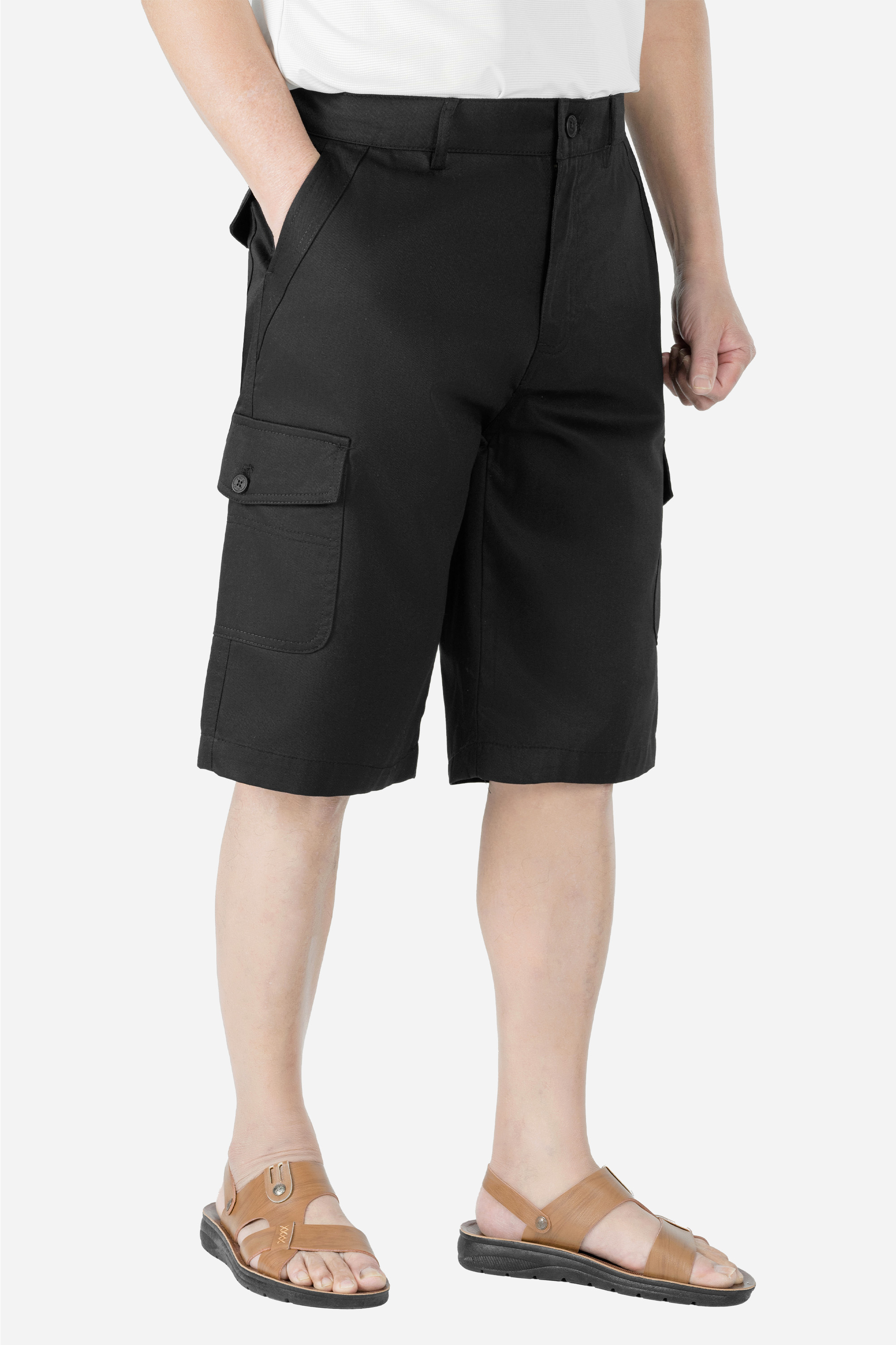 Quần Soọc Kaki Túi Hộp Nam Trung Niên ANCHI Dáng Suông Dài Qua Gối Màu Vỏ Đỗ_thumbnail_13