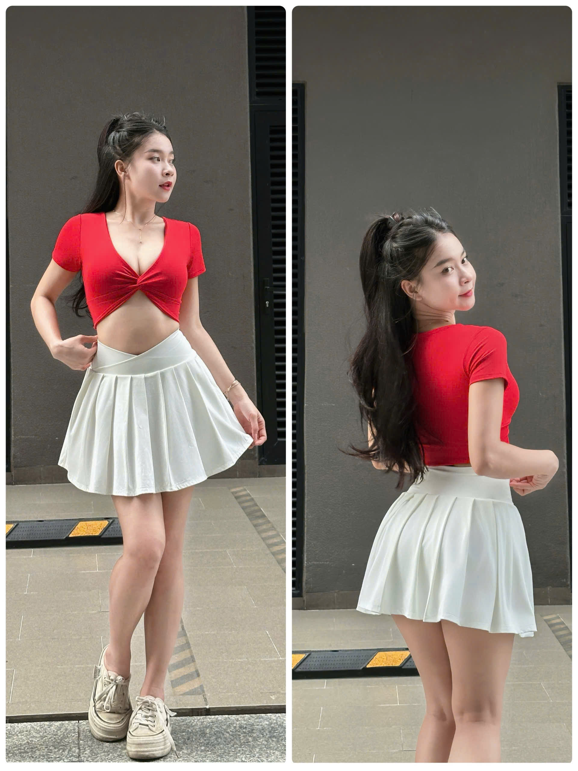 Áo Croptop Thể Thao Tay Ngắn Xoắn Nơ_thumbnail_10