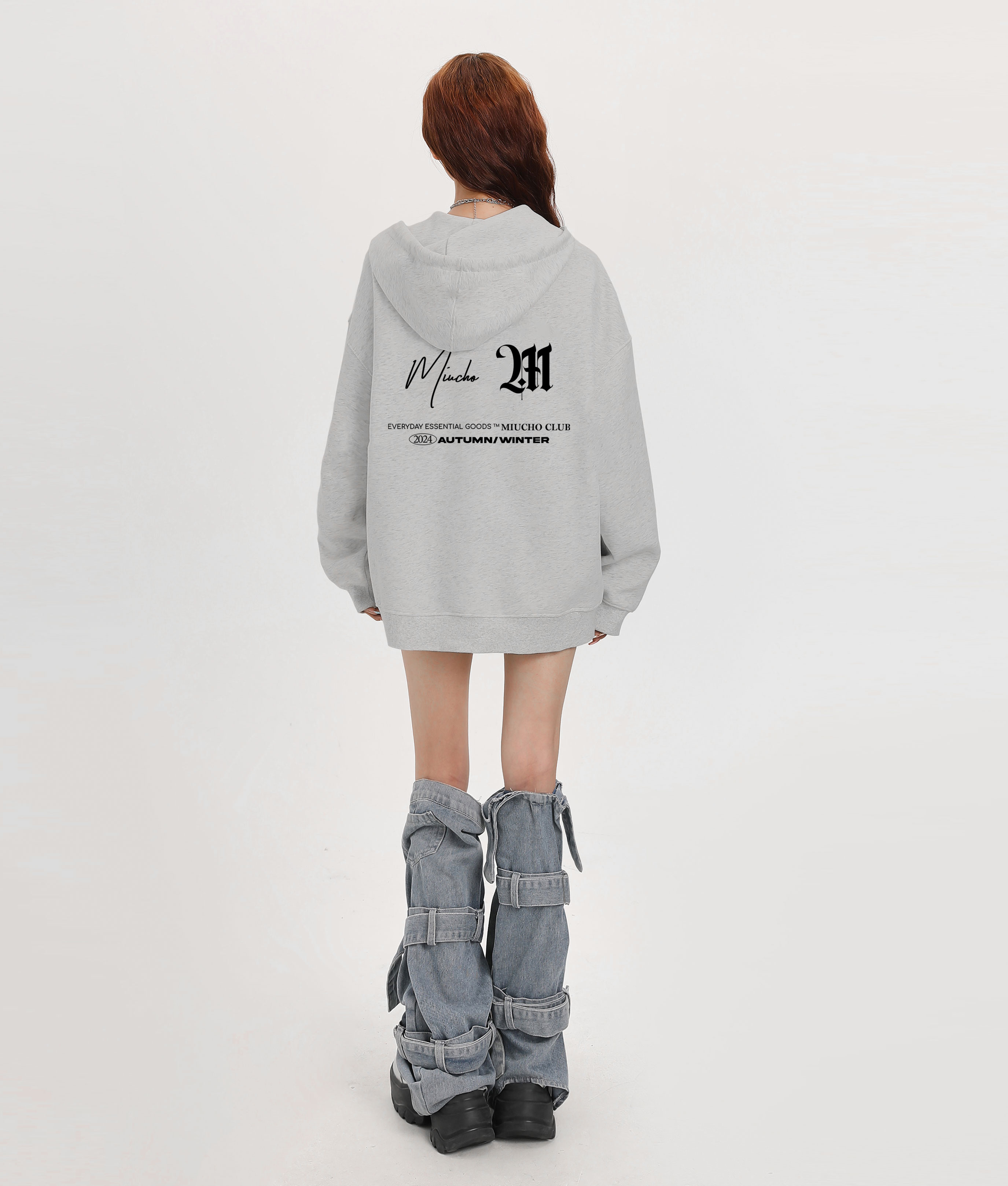 Áo hoodie zip local brand form rộng vải nỉ chân cua HZD1635 Miucho in typography_thumbnail_3