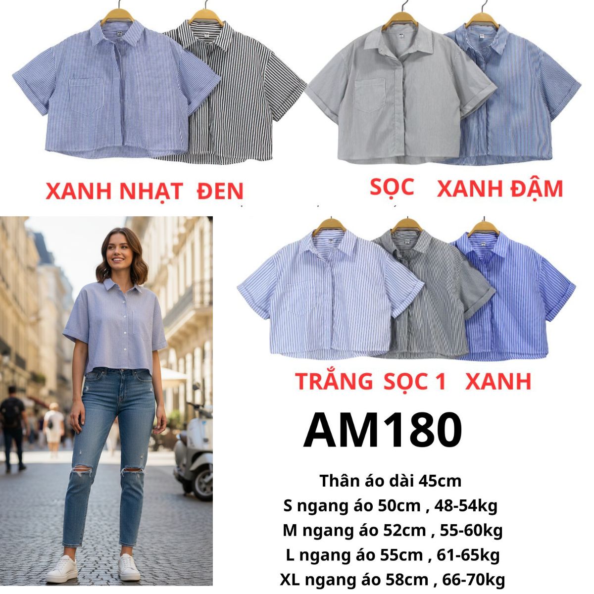 AM180 - ÁO SƠ MI CROP