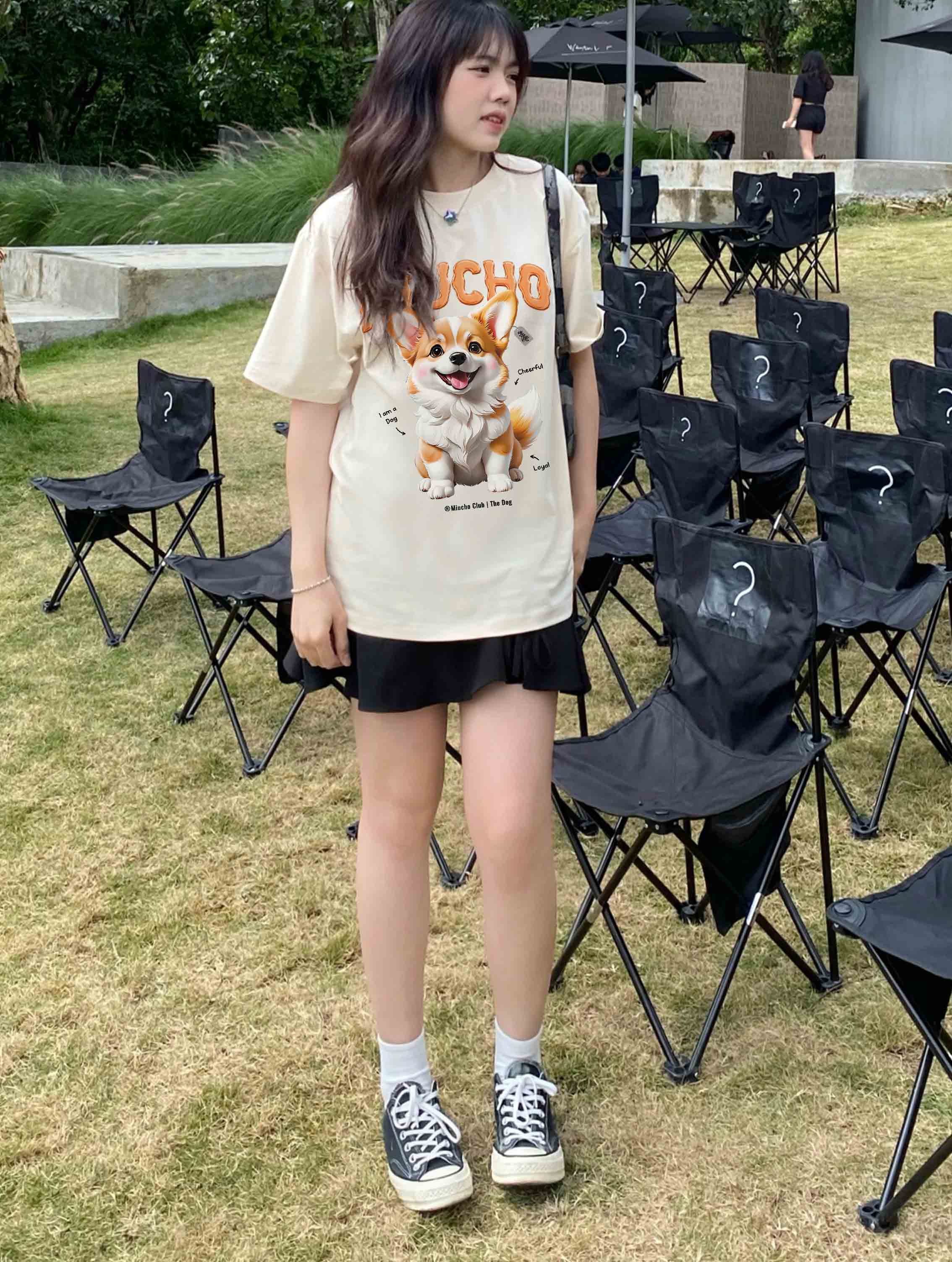 Áo thun form rộng 12 con giáp tuổi Tuất ATD1237 Miucho tay ngắn cổ tròn in mix_thumbnail_3