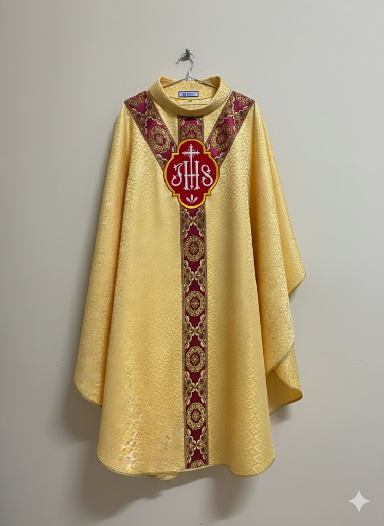 Áo lễ linh mục màu vàng vải gấm đẹp_thumbnail_1