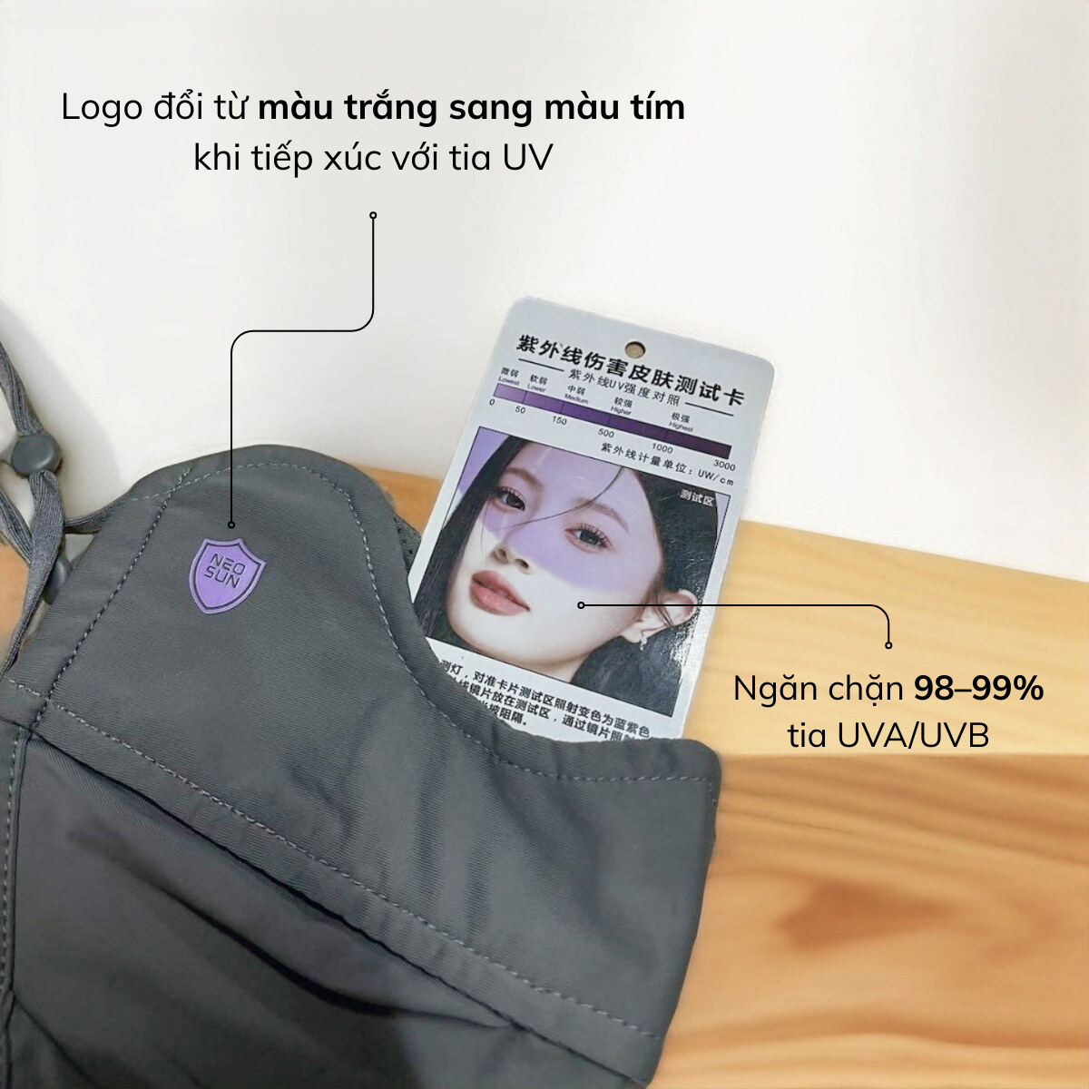Khẩu trang chống tia UV Neo Sun màu xám mịn mát thoáng khí_thumbnail_4