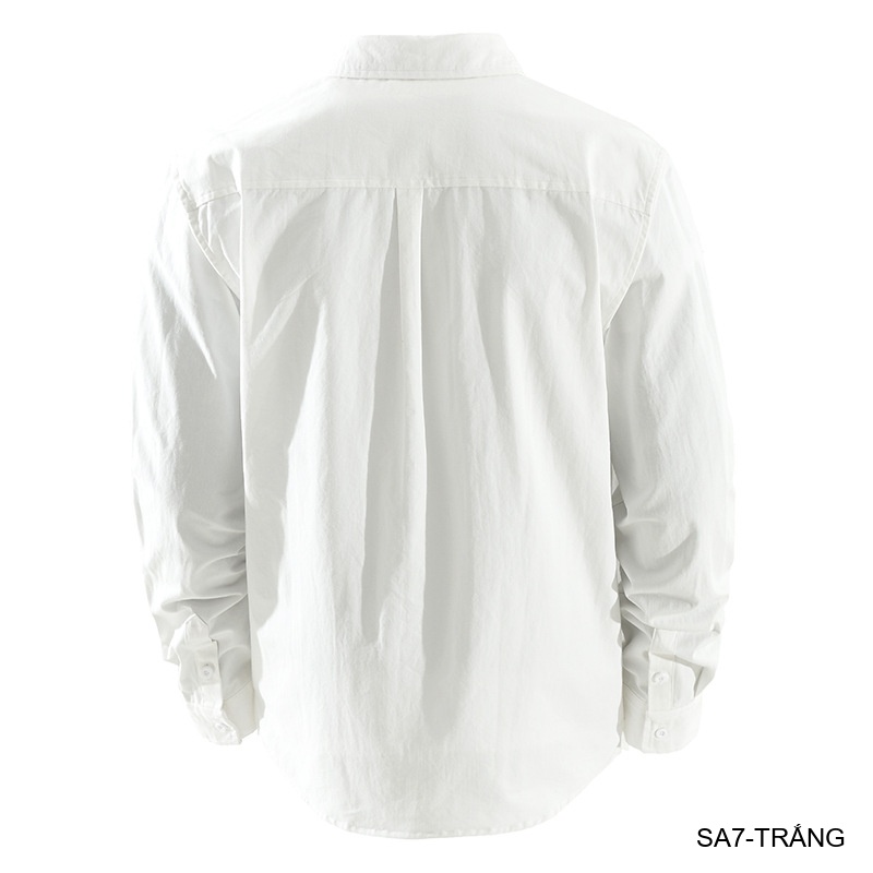 SA7 - Áo sơ mi nam dài tay họa tiết chữ phong cách Nhật Bản, dáng rộng thoải mái