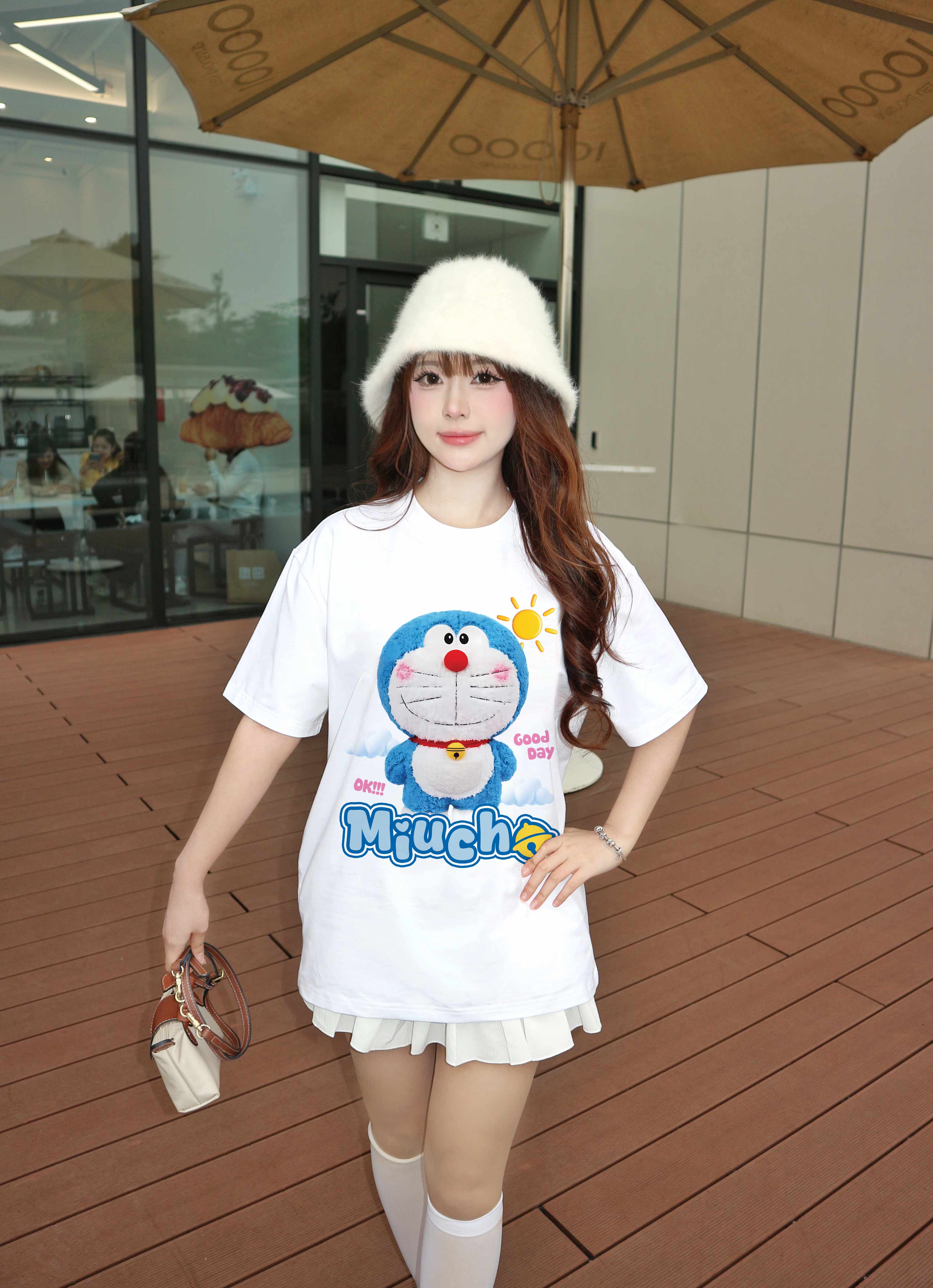 Áo thun nữ form rộng hình mèo máy 2319 Miucho vải cotton 4 chiều thoáng mát unisex in mix_thumbnail_5