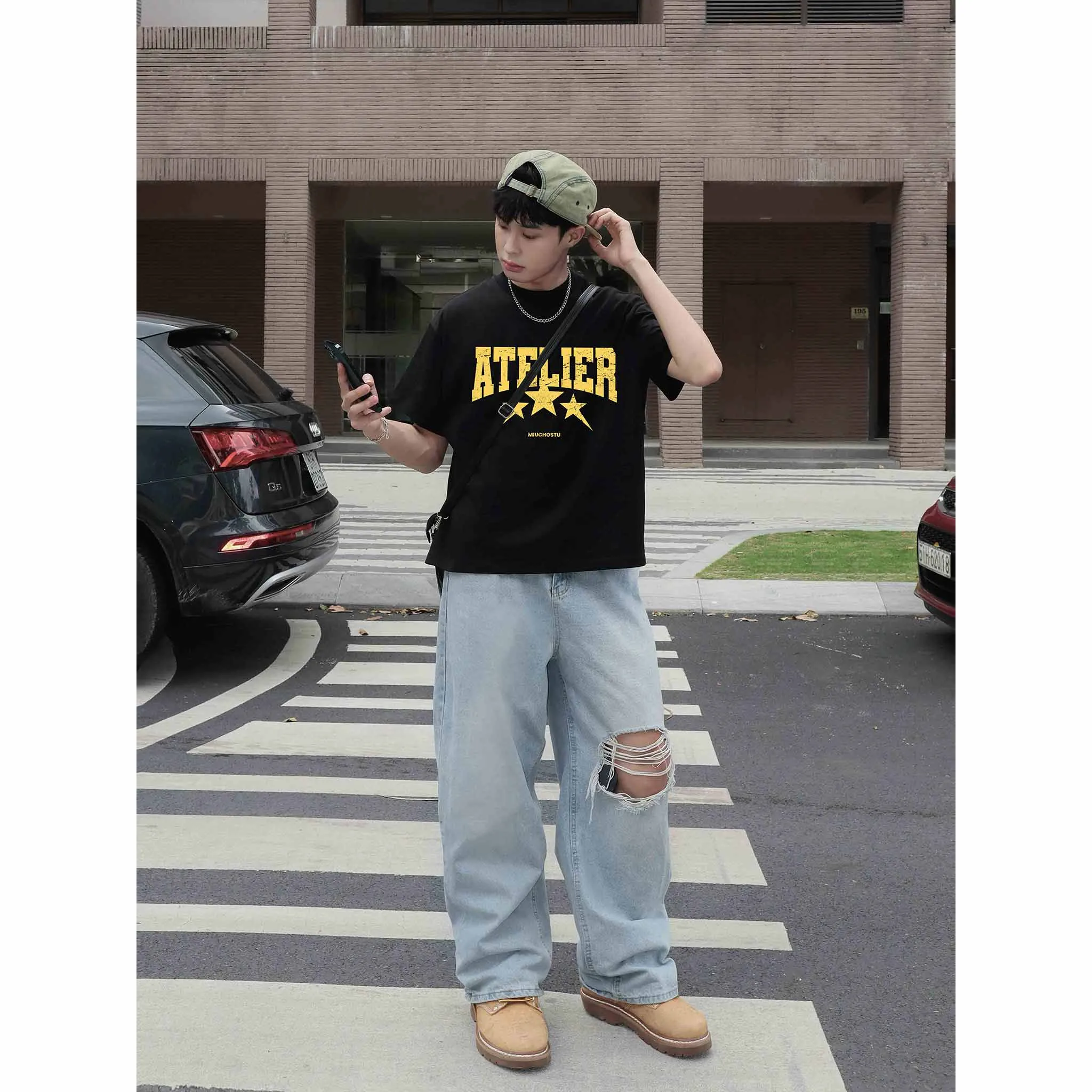 Áo thun boxy unisex Miucho Club vải cotton mềm mại thoáng mát Atelier in mix 2673_thumbnail_3