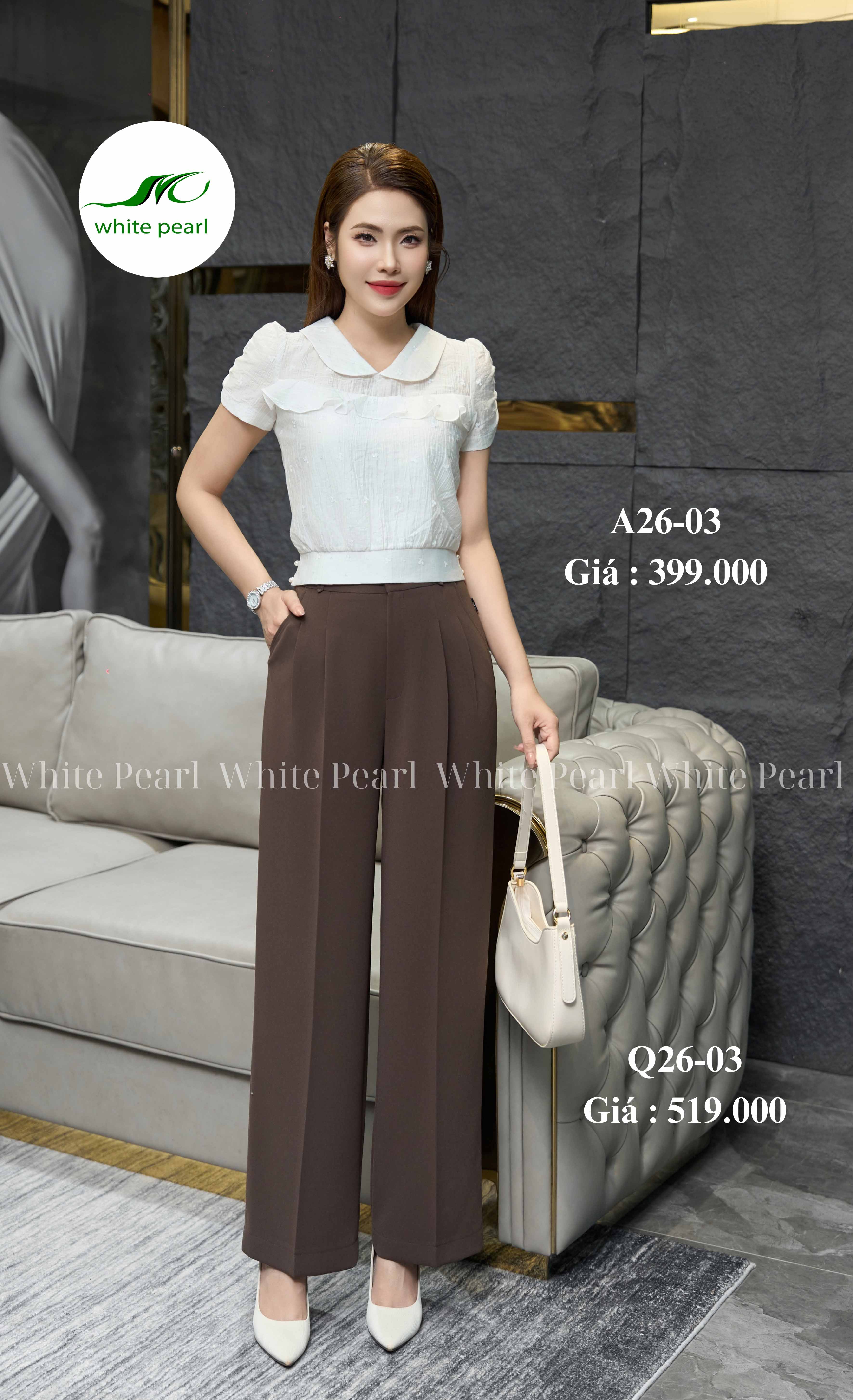 Áo bo bèo công chúa thời trang công sở White Pearl
