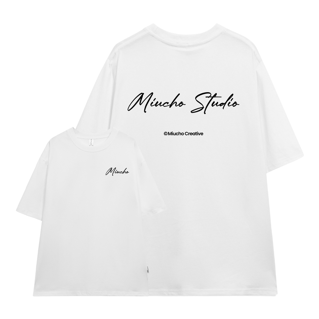 Áo thun form rộng basic local brand ATD1551 Miucho vải cotton thoáng mát cổ tròn in basic