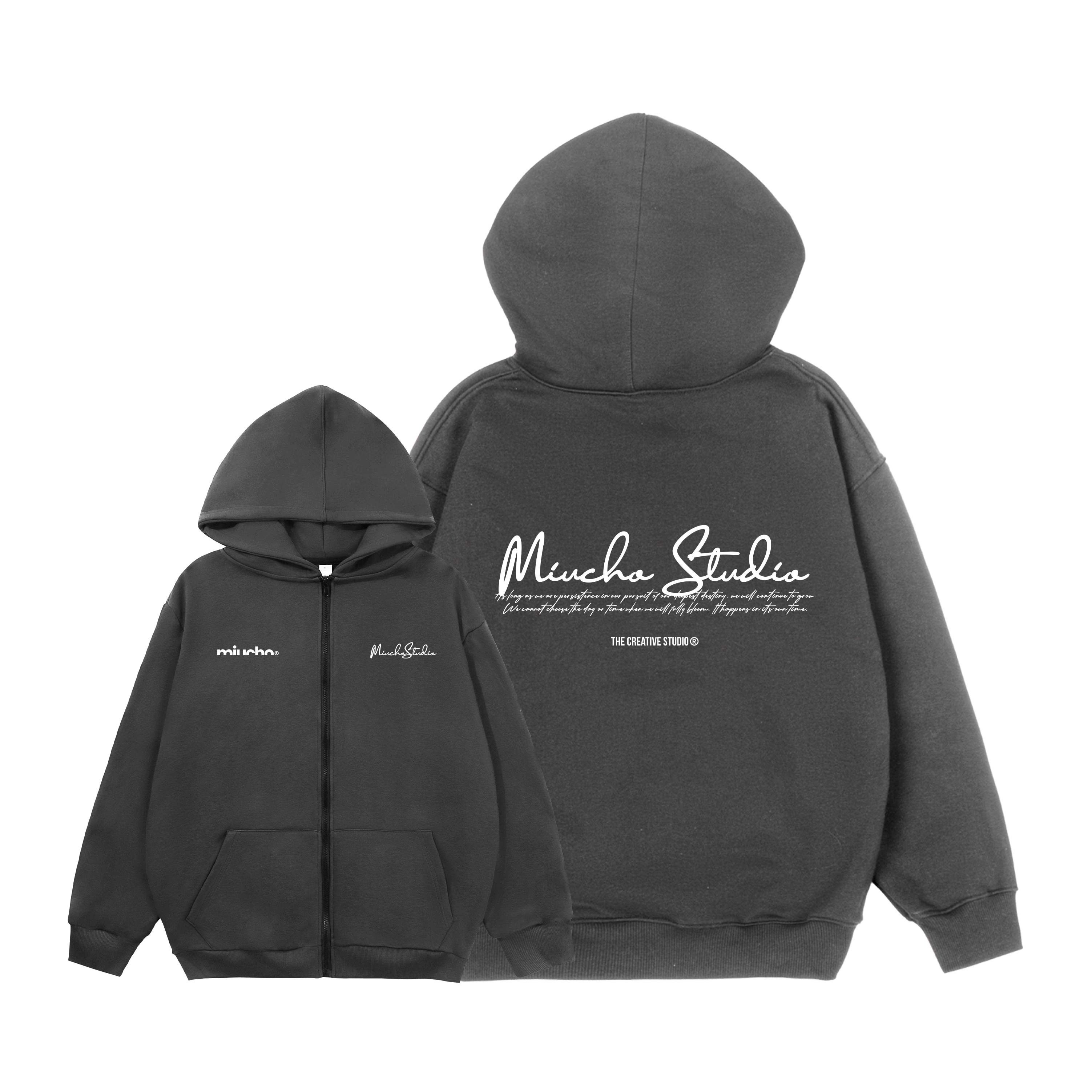 Áo hoodie zip nam local brand form rộng HZD1581 Miucho Club vải nỉ chân cua dày dặn mũ rộng in basic_thumbnail_11