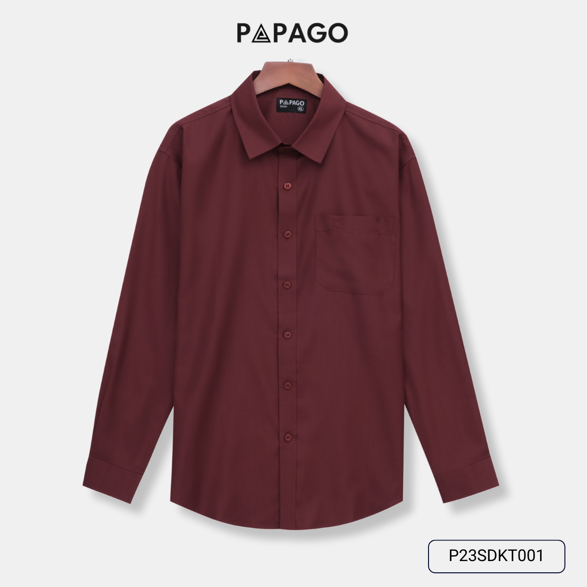 Áo sơ mi nam trung niên PAPAGO tay dài vải kate màu trơn - P23SDKT001_thumbnail_6
