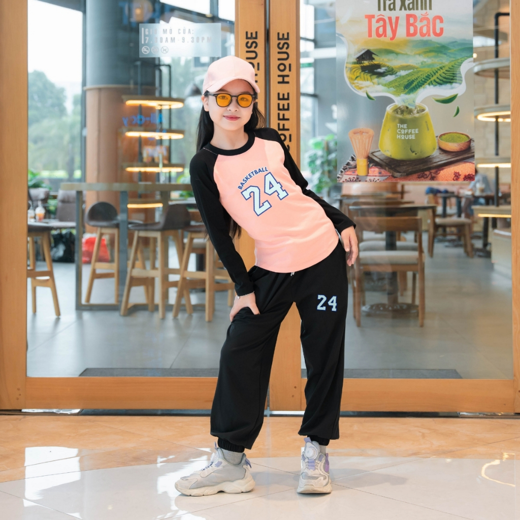 Đồ bộ dài tay bé gái chất liệu Borip in hình 'Basketball 24' -  Loza Kids BZ128_thumbnail_1