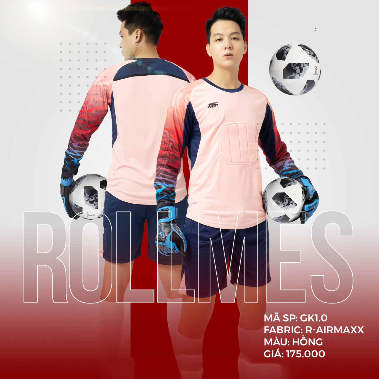 Bộ thủ môn Riki hồng - M