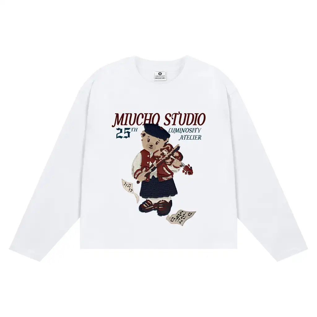 Áo thun boxy tay dài unisex Miucho Studio cotton cao cấp thoáng mát gấu teddy in mix 2707_thumbnail_0